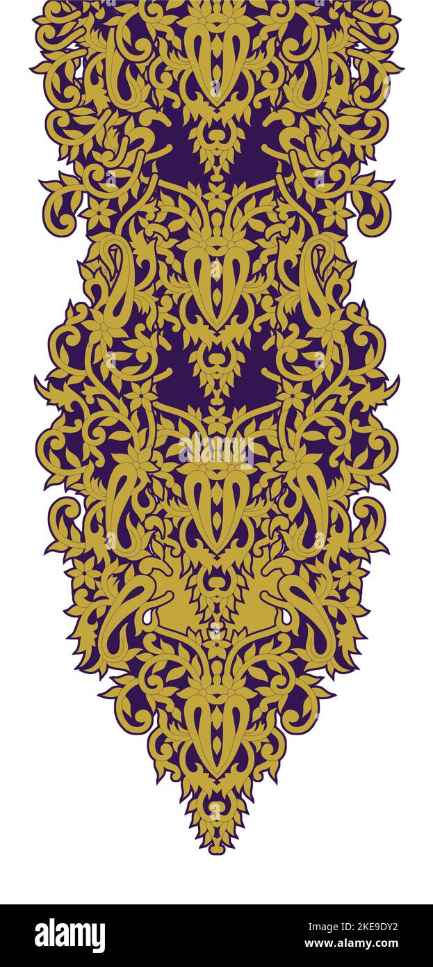 Blue and white damask vector seamless pattern. Vintage, paisley