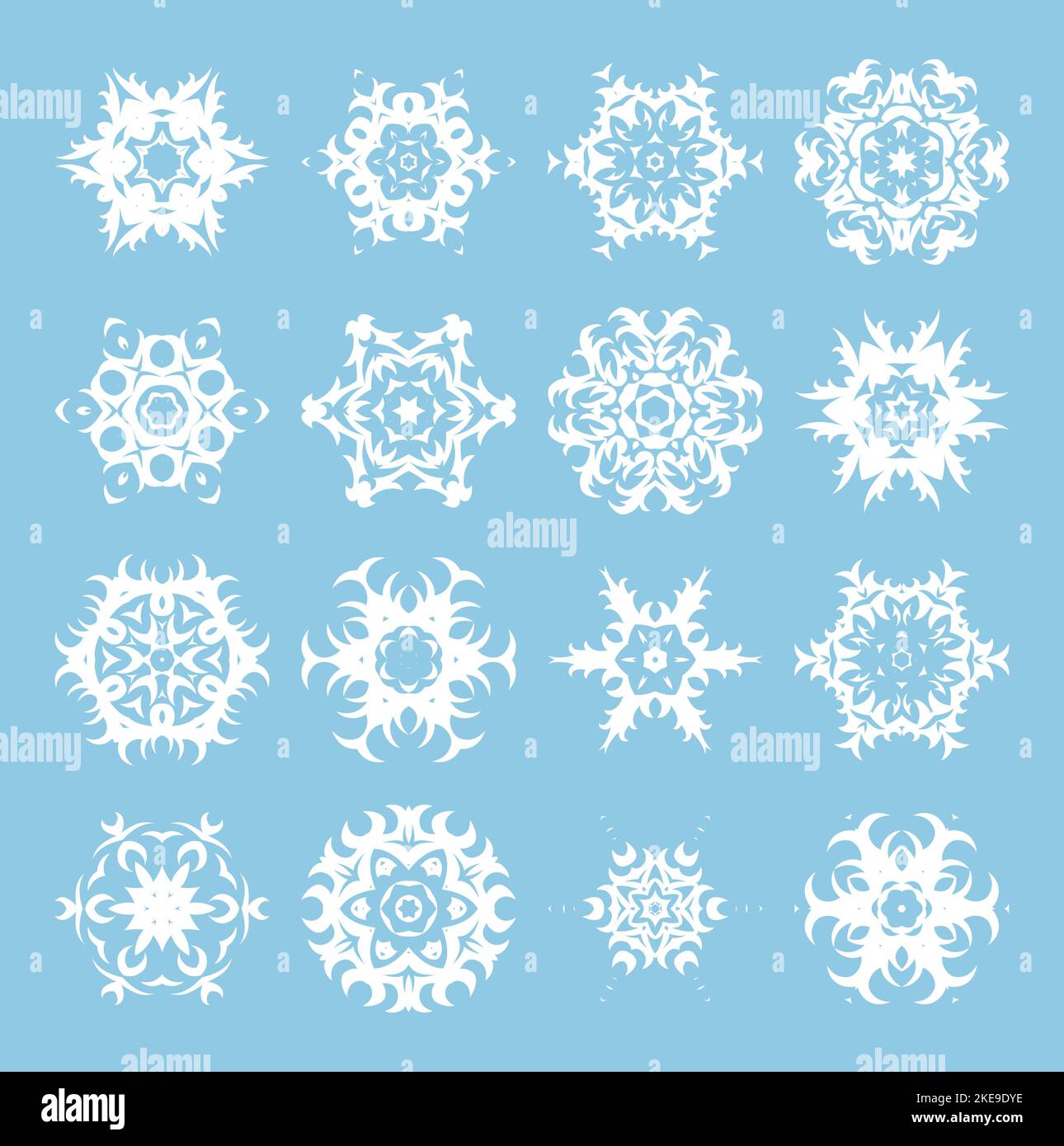Set of snowflakes for Christmas eve holidays ornament. Xmas greeting ...