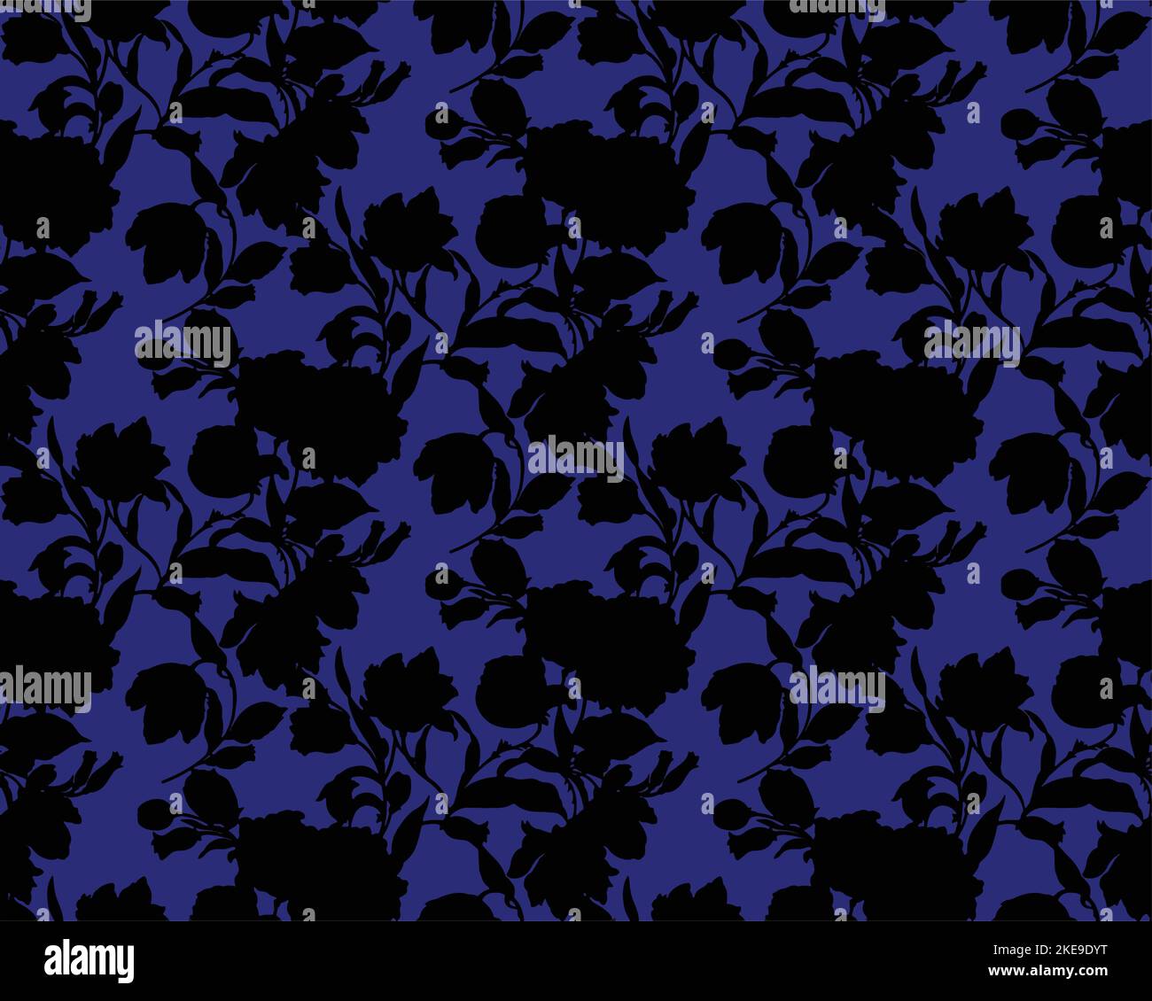 Golden floral seamless pattern. Vintage vector botanical wallpaper. Golden flowers on the blue backdrop. Design for wallpaper, textile, fabric, cover, Stock Vector