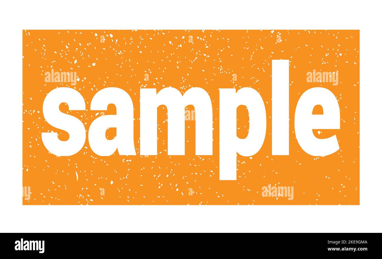 sample text written on orange grungy stamp sign Stock Photo - Alamy