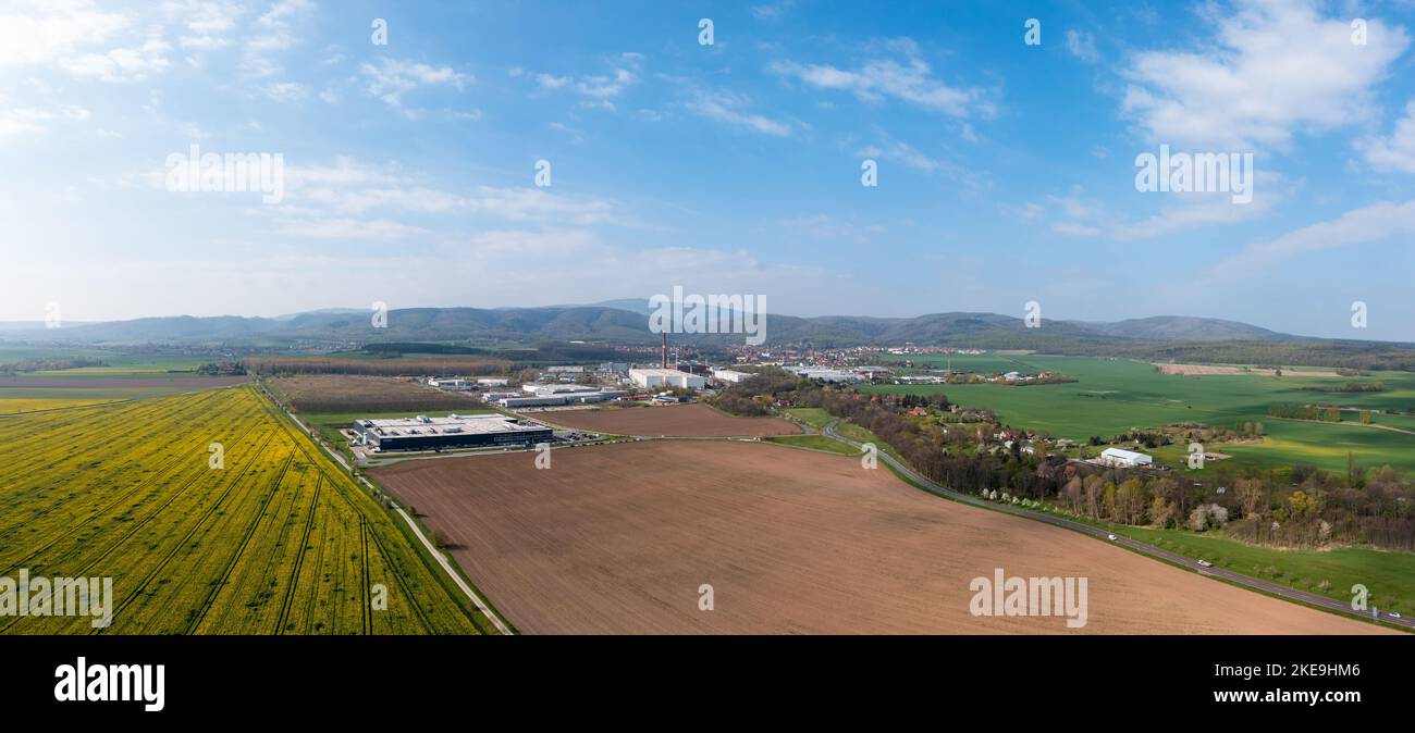 Luftbild Panorama Blick Richtung Ilsenburg im Harz Stock Photo