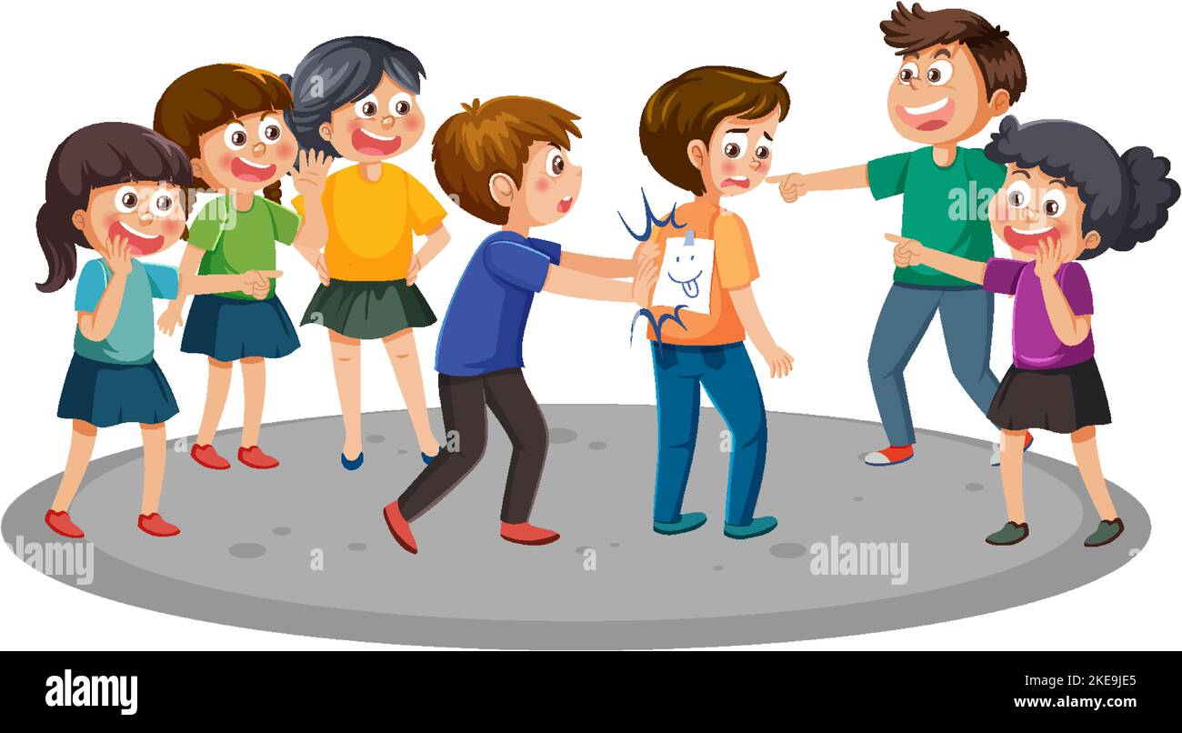 Children teasing their friend illustration Stock Vector Image & Art - Alamy