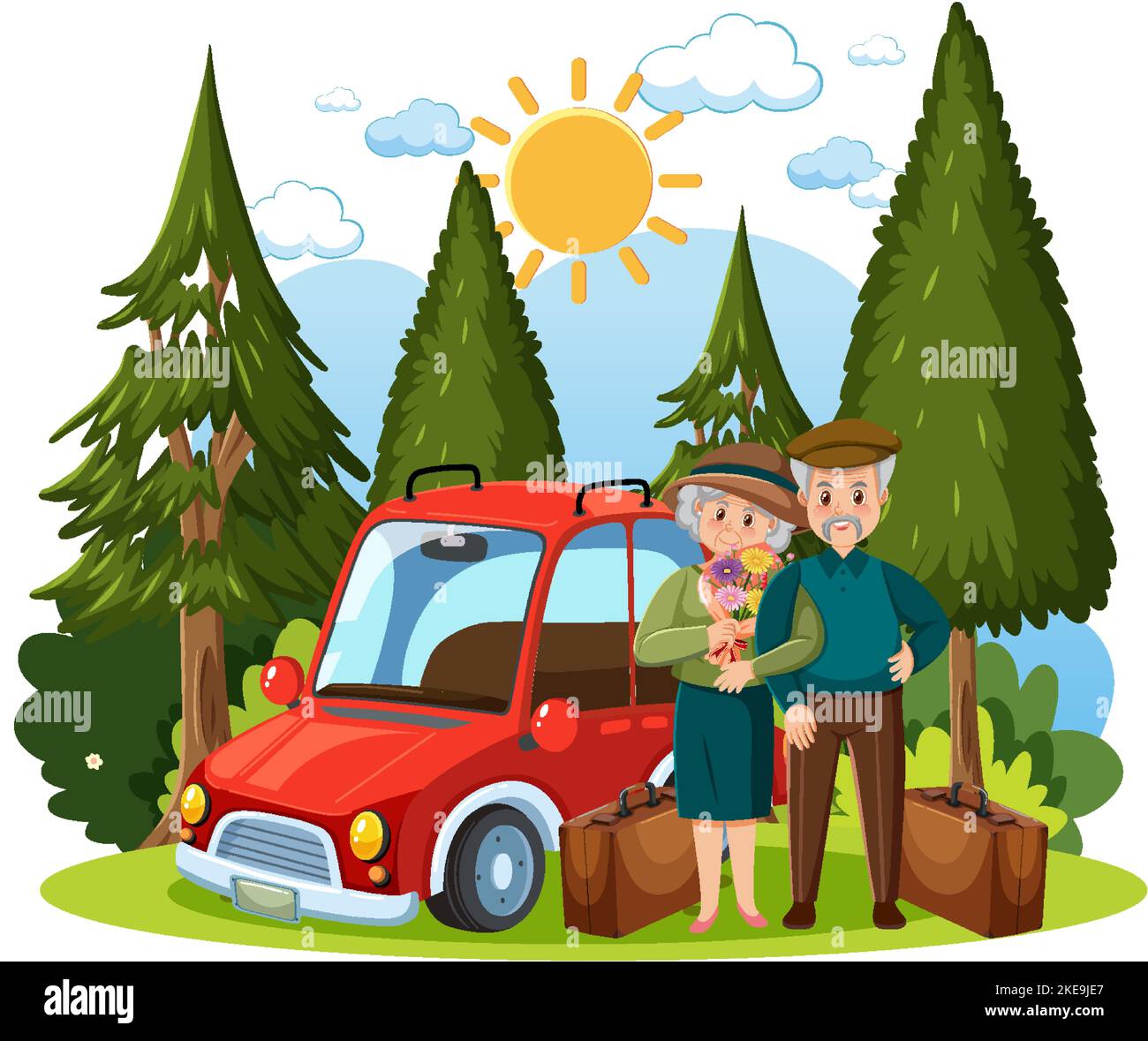 Elderly people relaxing at park illustration Stock Vector Image & Art ...