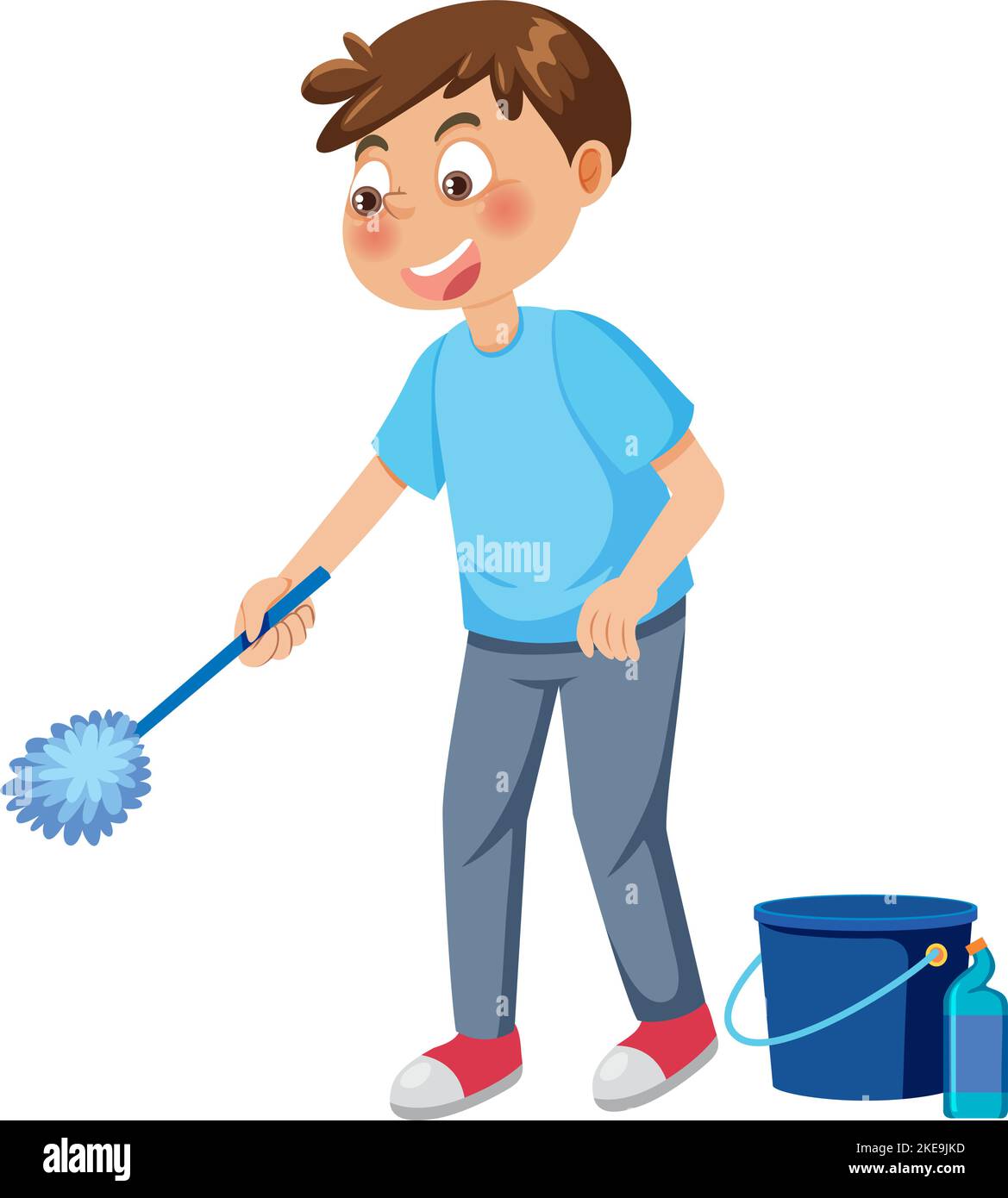 Cartoon character of kid cleaning illustration Stock Vector Image & Art