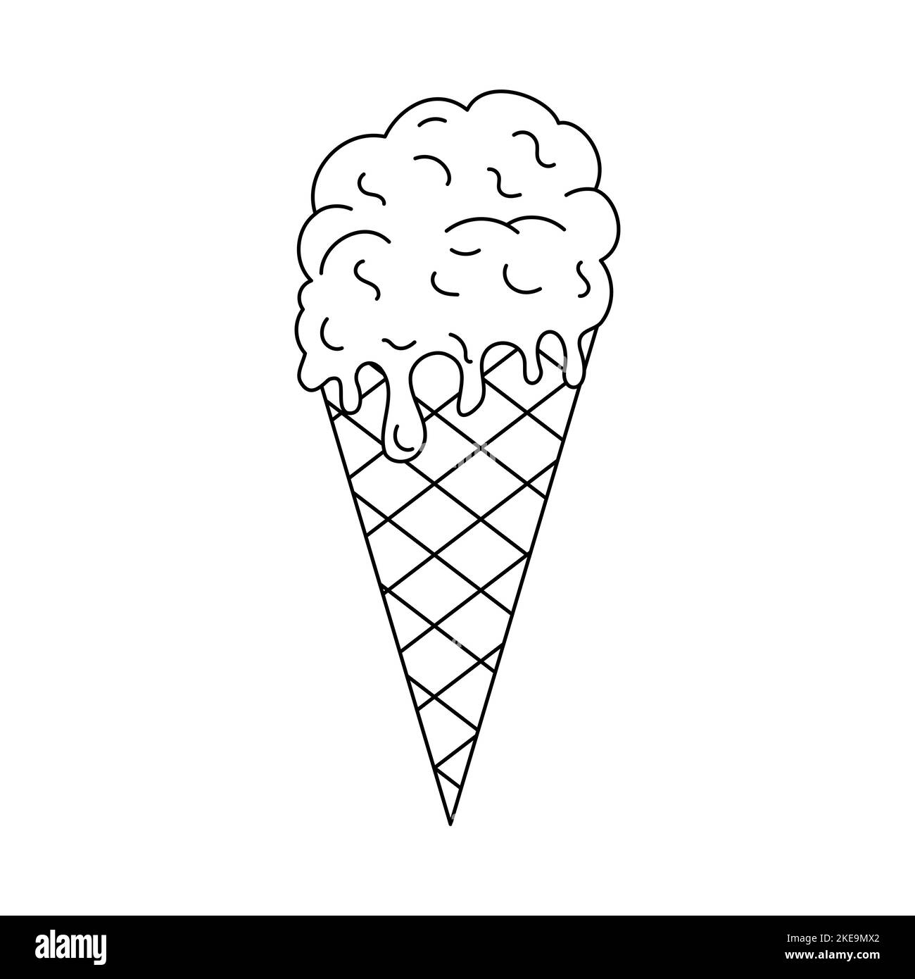 Ice cream tattoo in y2k, 1990s, 2000s style. Emo goth element design