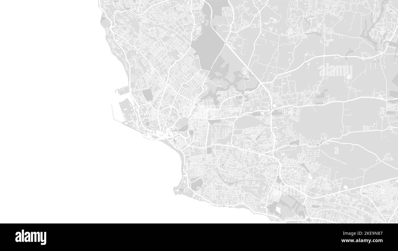 Detailed white vector map poster of Bridgetown city. Skyline panorama