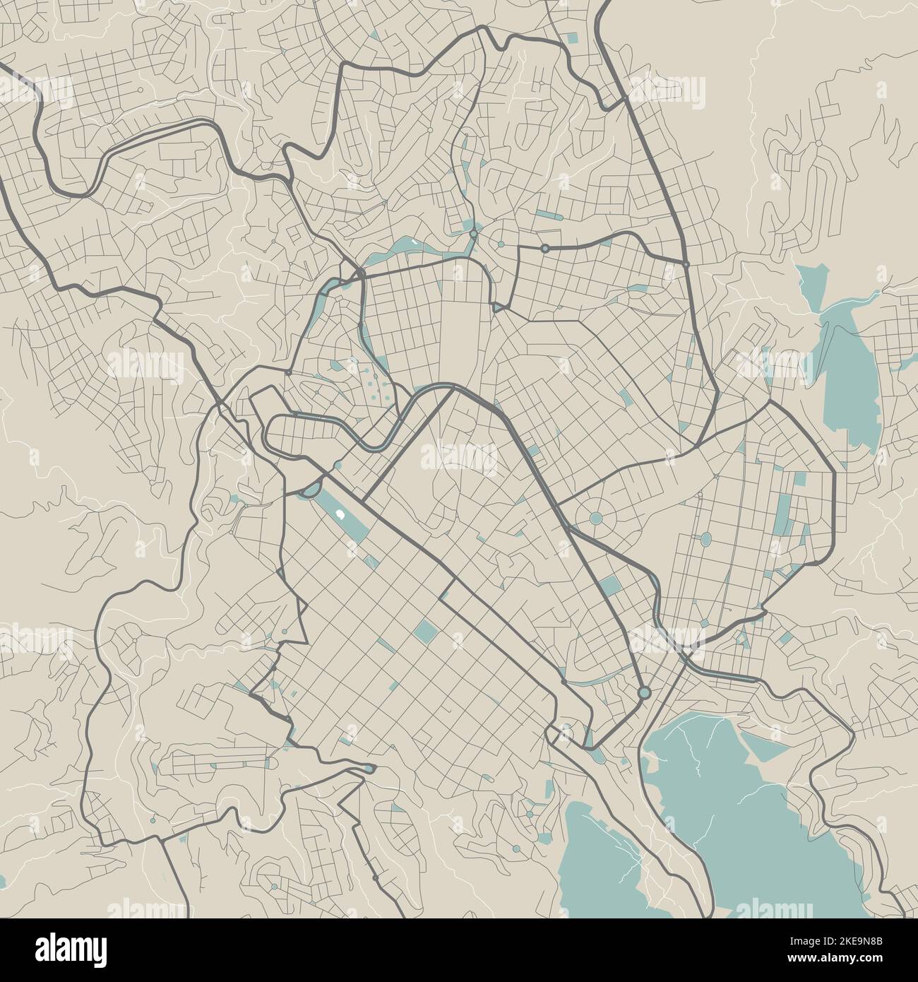 Vector map of Sucre, Bolivia. Urban city in Bolivia, America. road map
