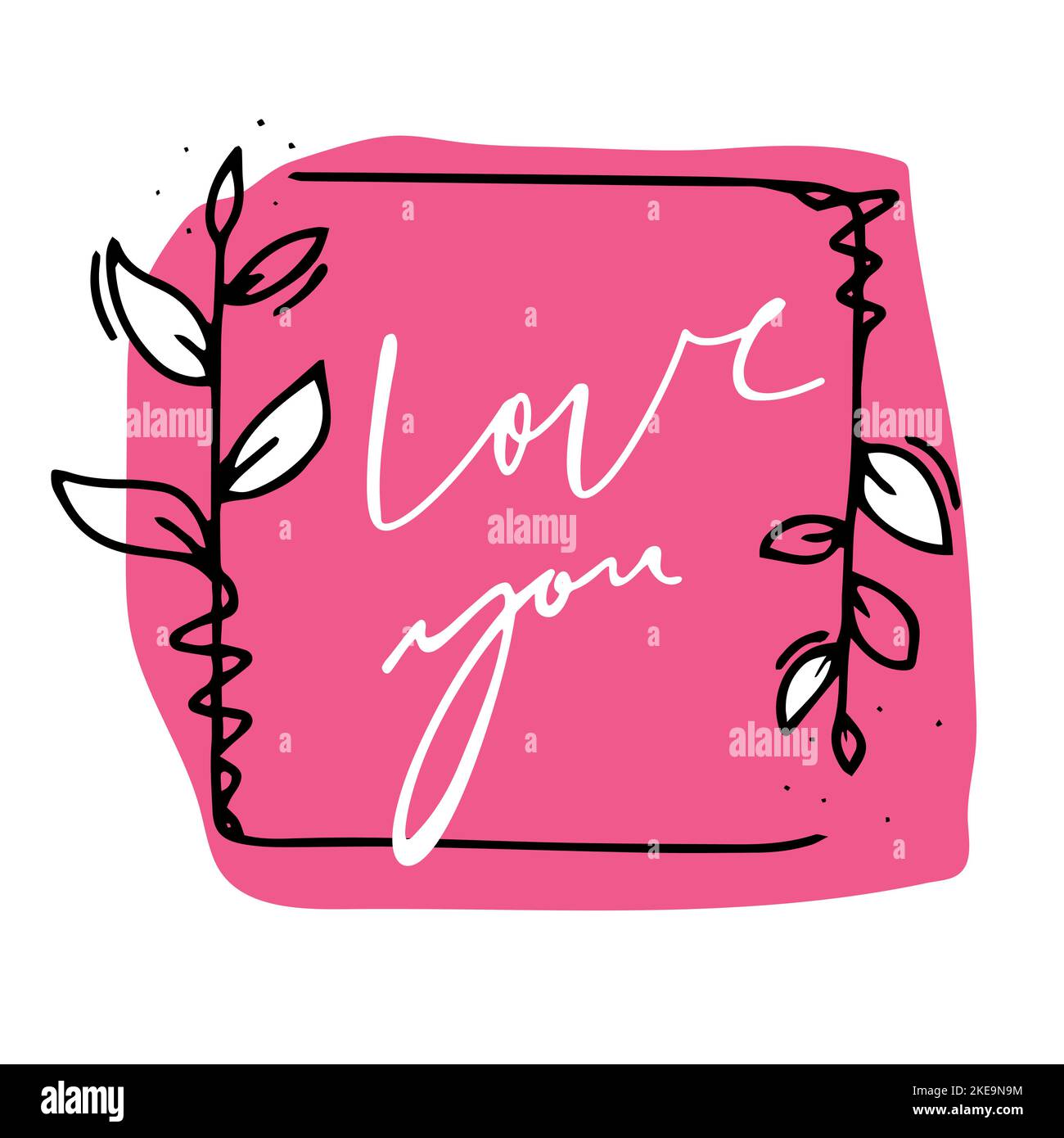 Scribbled Message love you Hand drawn line sketch set. Vector circular scribble doodle ...