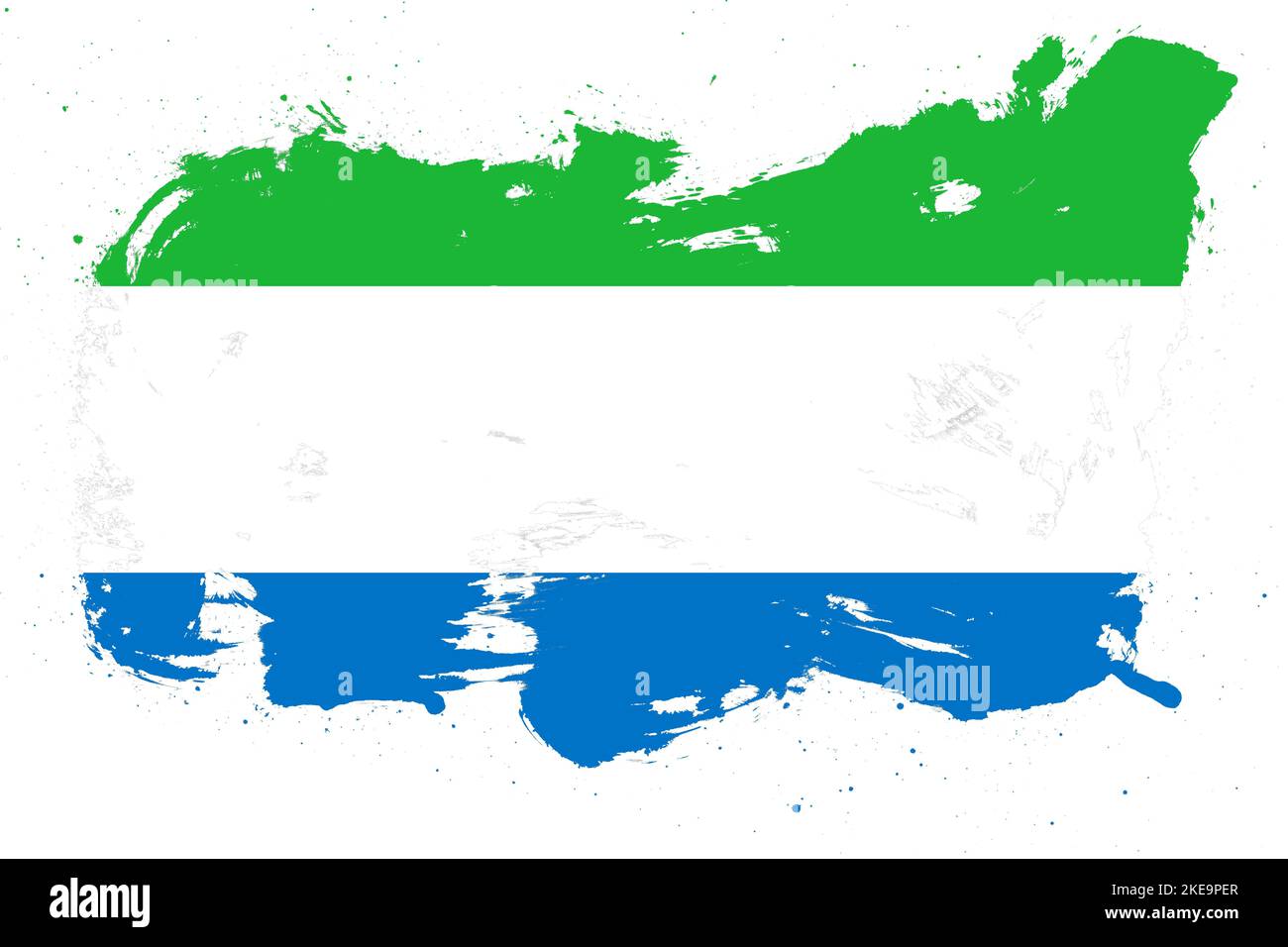 Sierra leone flag with painted grunge brush stroke effect on white ...
