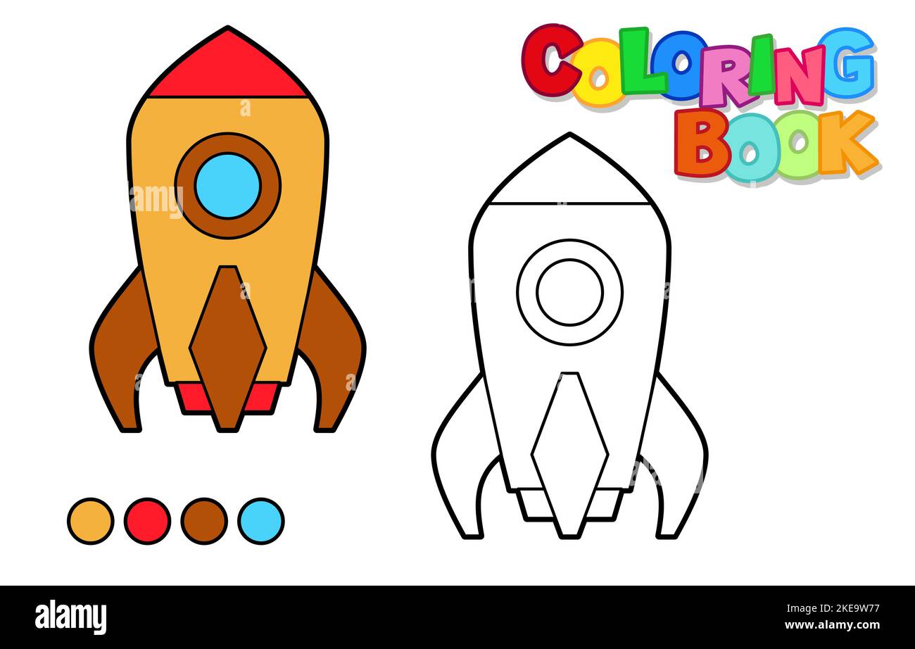 Vector illustration of a rocket ship. Coloring book for children ...