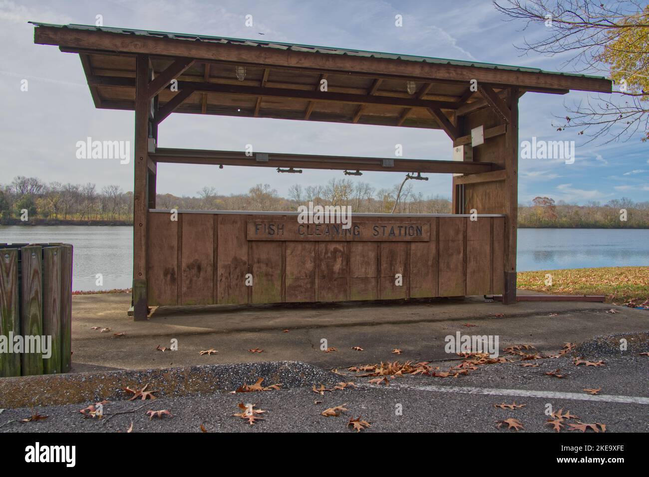 Fish Cleaning Station next to river Stock Photo