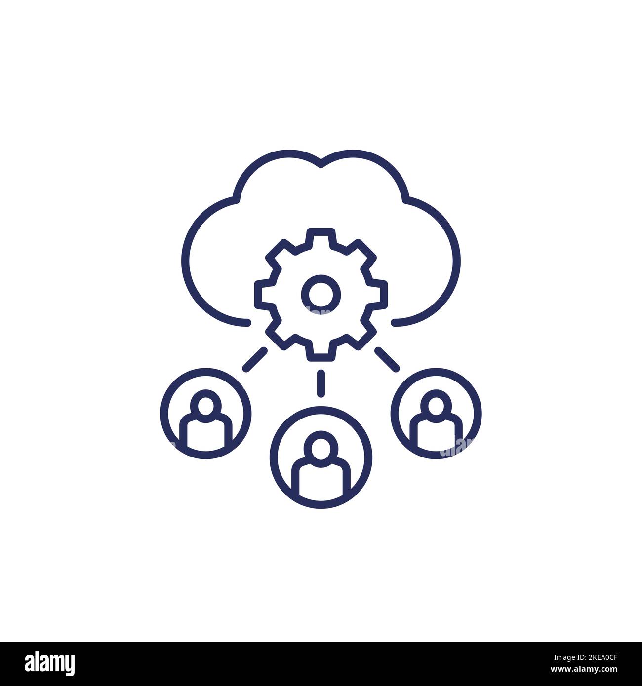 process user data in cloud line icon Stock Vector