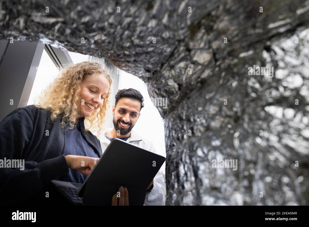 Young technicians using digital tablet Stock Photo