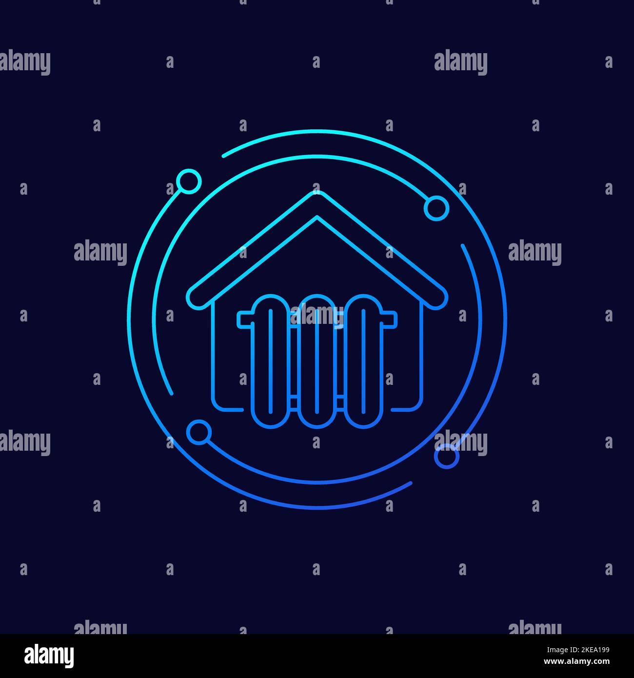 house heating, radiator line vector icon Stock Vector