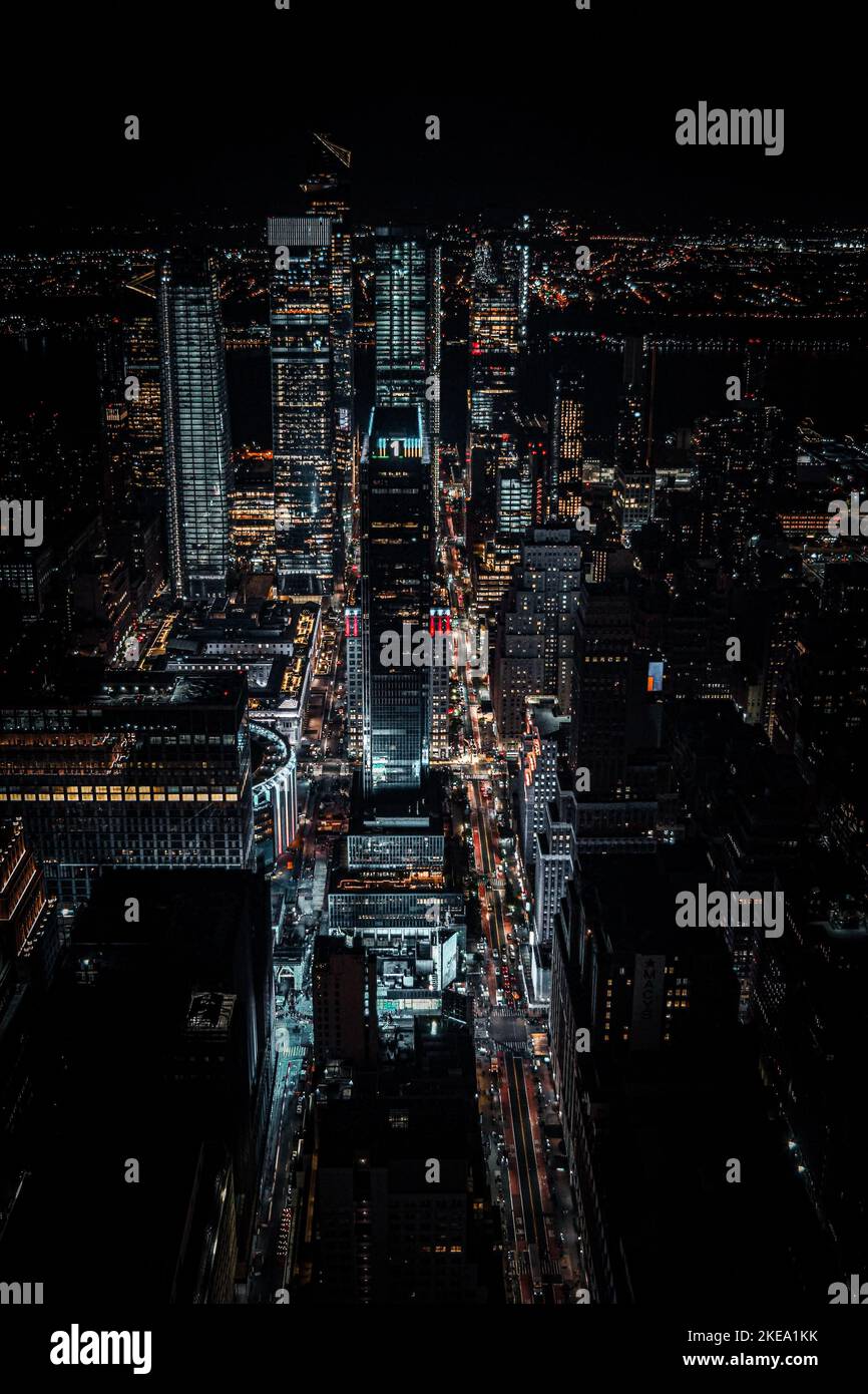 Aerial view of New York City at night Stock Photo - Alamy