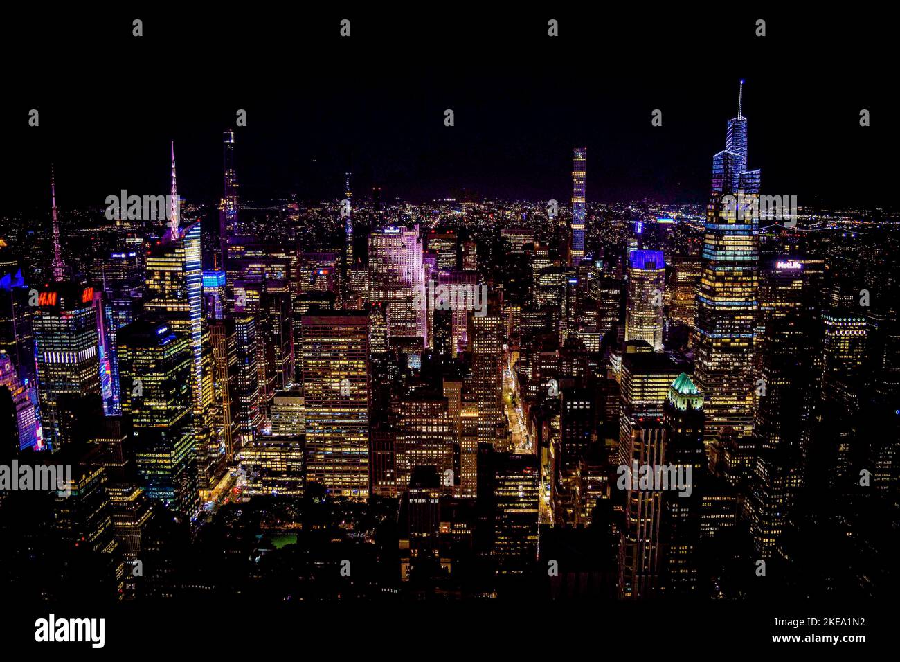 Aerial view of New York City at night Stock Photo - Alamy