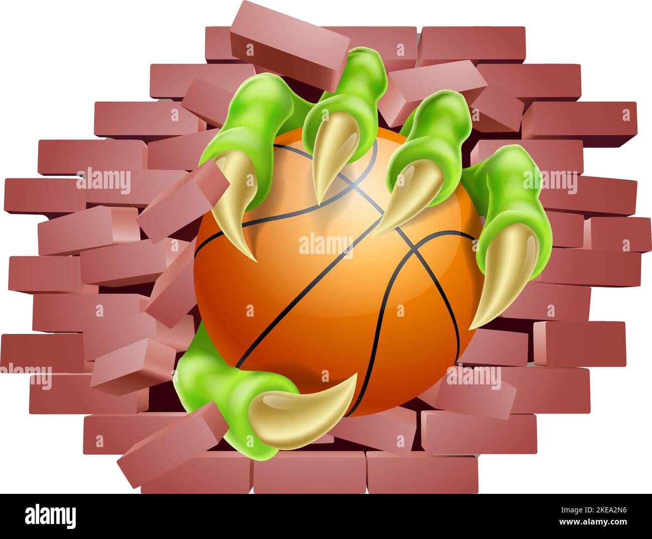 Basketball Ball Claw Breaking Through Wall Stock Vector