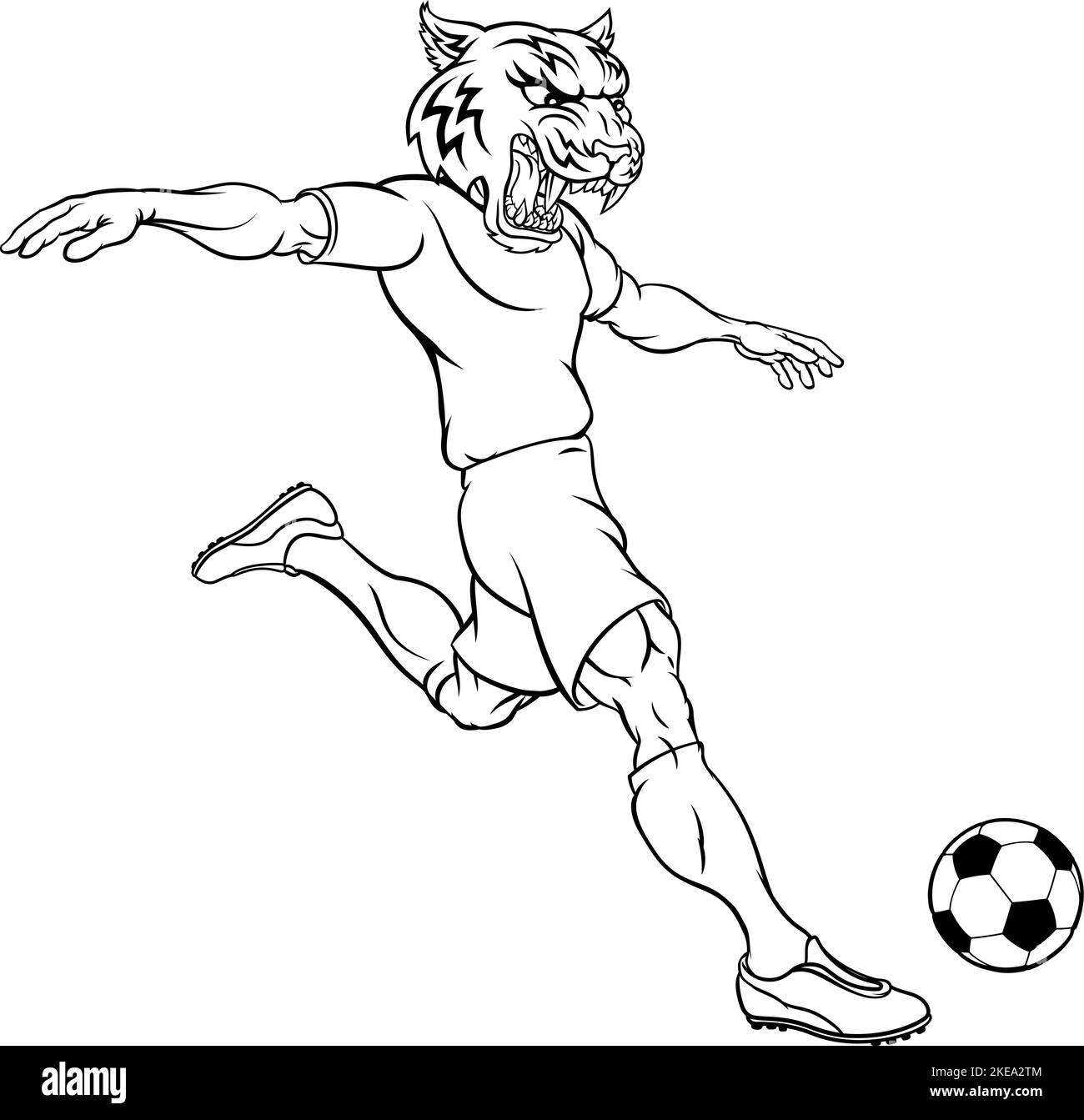 Tiger Soccer Football Player Animal Sports Mascot Stock Vector Image