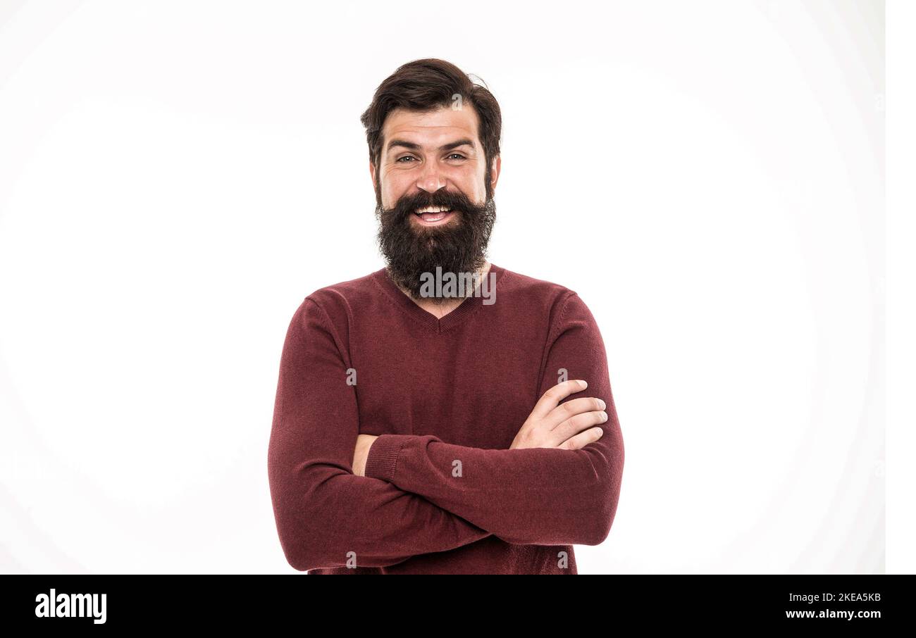 Beard hairs grow at different rates. Man with long beard and mustache