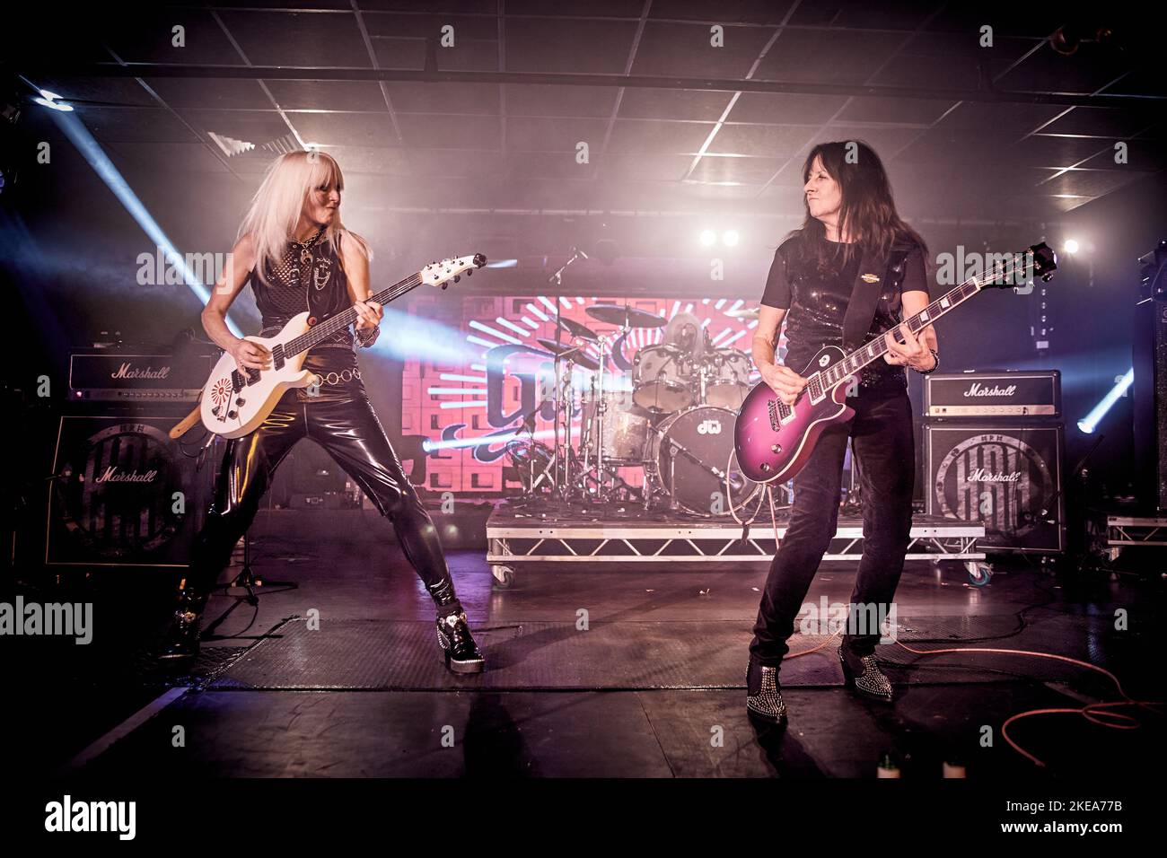 UK Rock Legends GIRLSCHOOL, Performing live at Hard Rock Hell XV, November 2022, photos by John Lambeth. Stock Photo