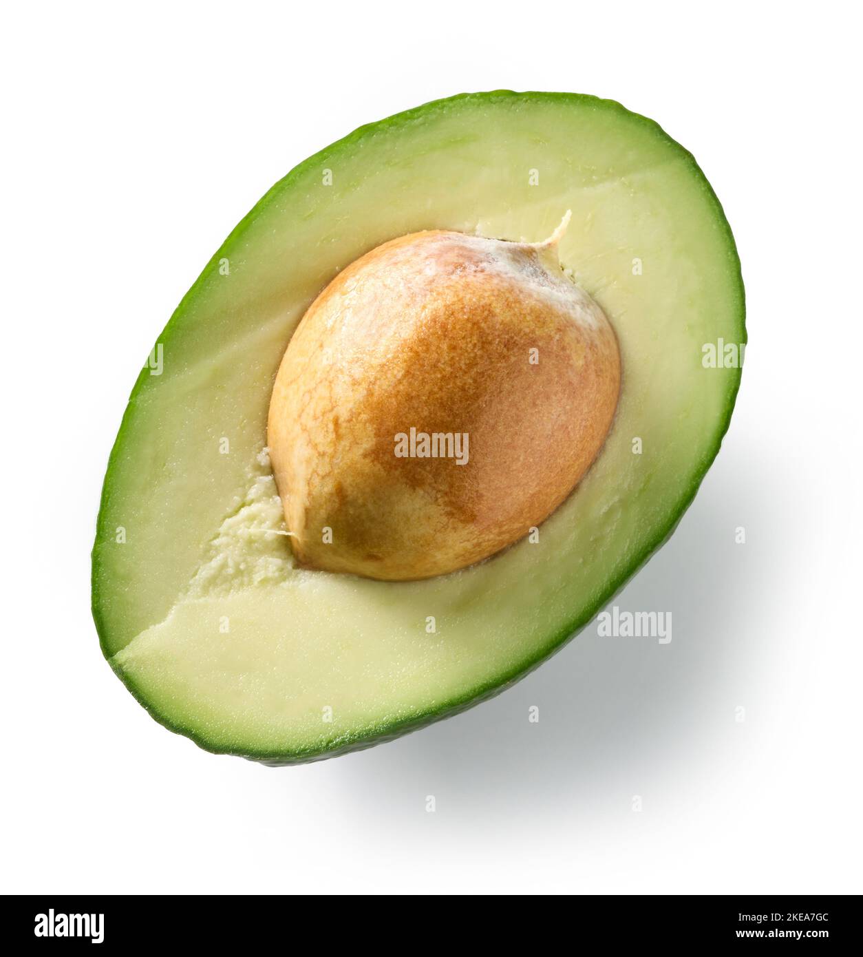fresh raw avocado isolated on white background, top view Stock Photo