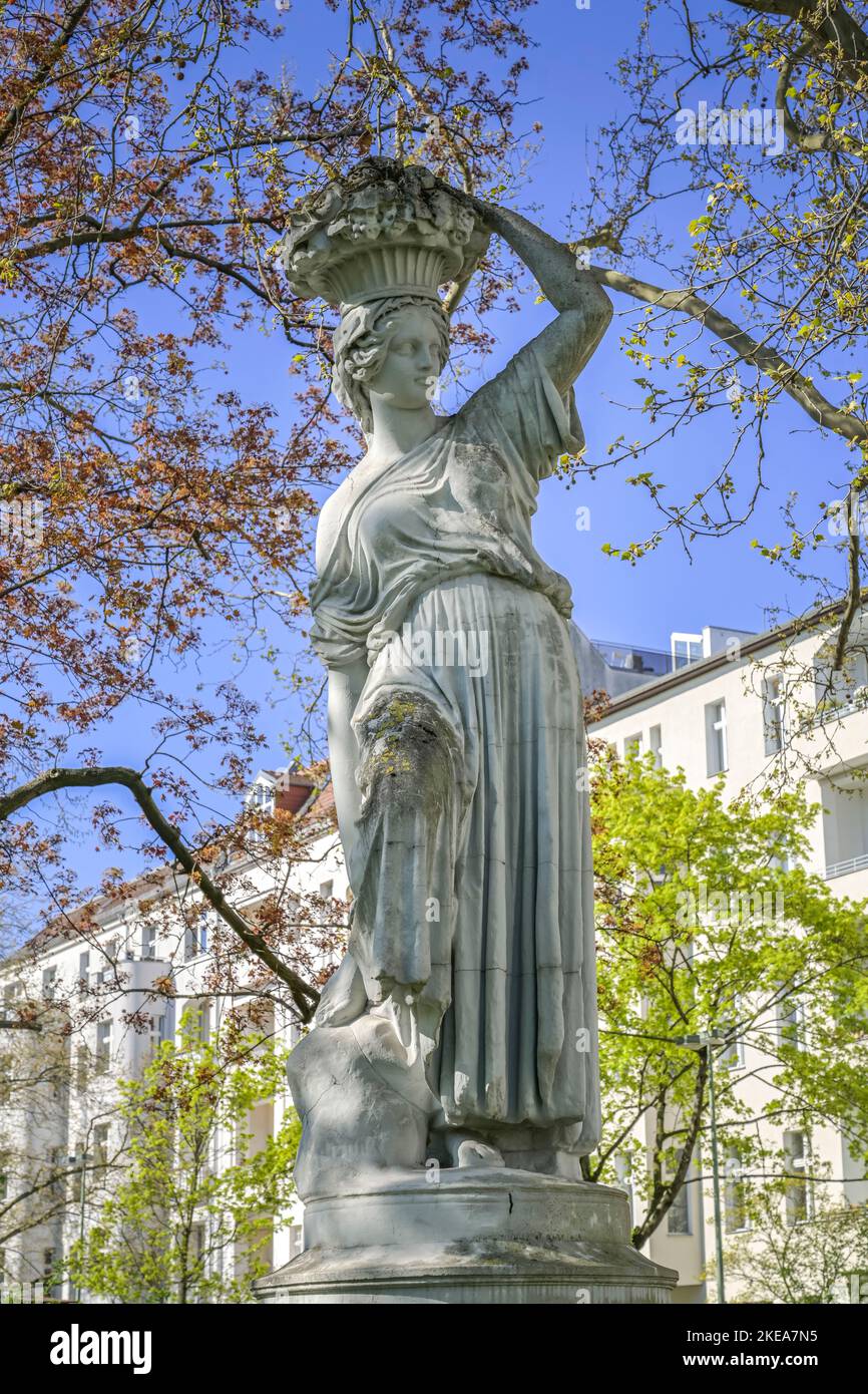 Statue, Winzerin, Park, Bundesplatz, Bundesallee, Wilmersdorf, Berlin ...