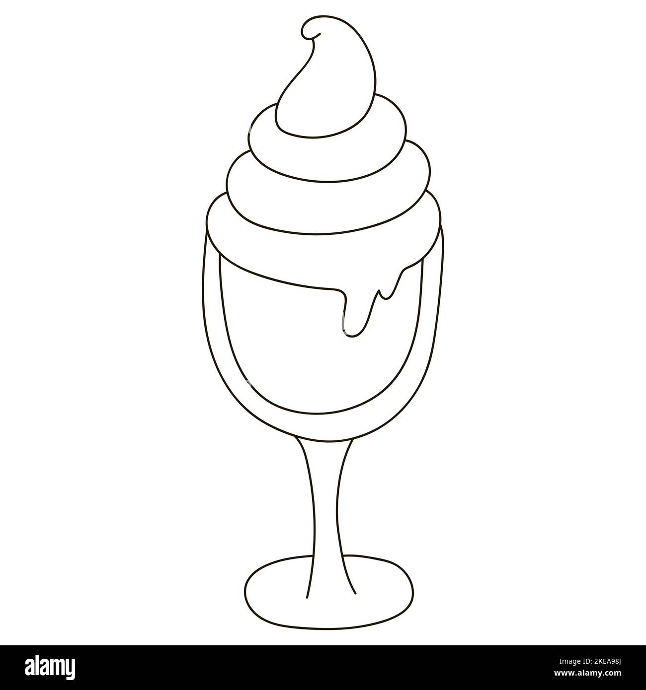 Coloring graphic element for your design. Illustration in hand draw style. Cocktail, ice cream. Icon, pin, sticker Stock Vector