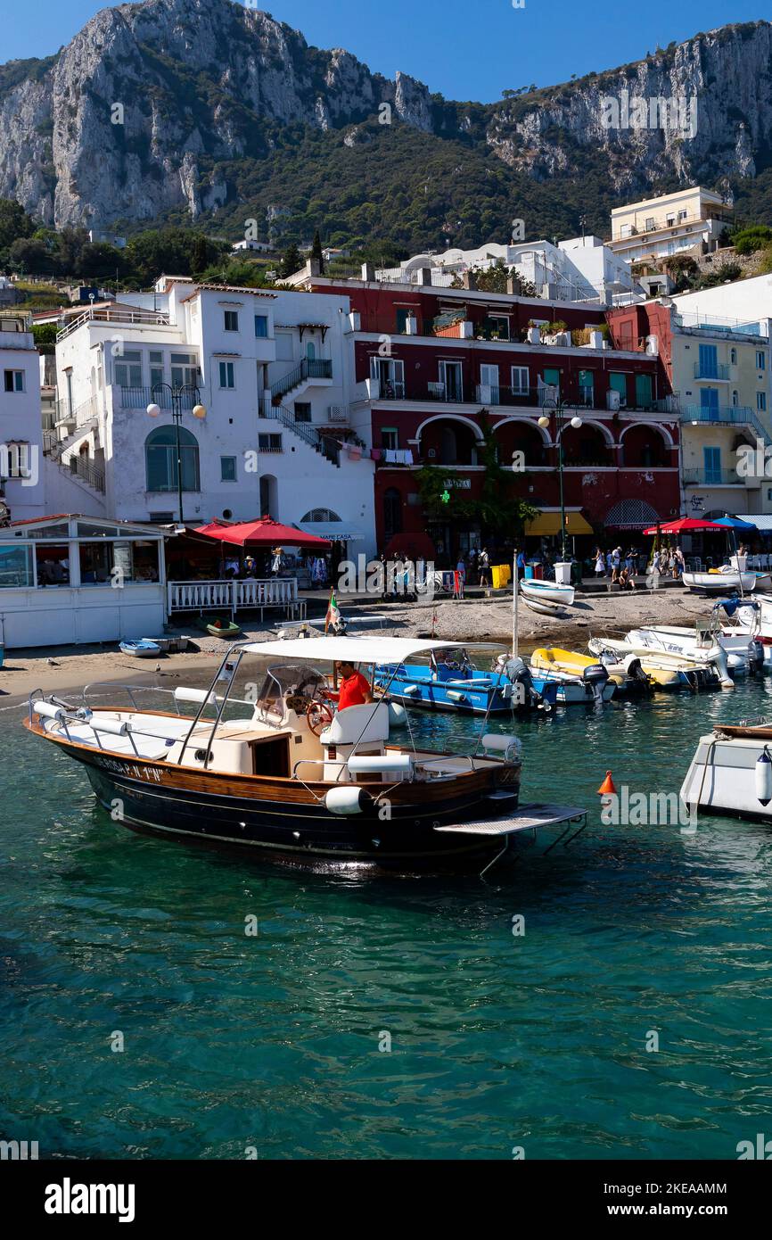 Marina Grande harbour with fishing boats, Capri, Gulf of Naples, Campania, Southern Italy, Italy, Europe Stock Photo