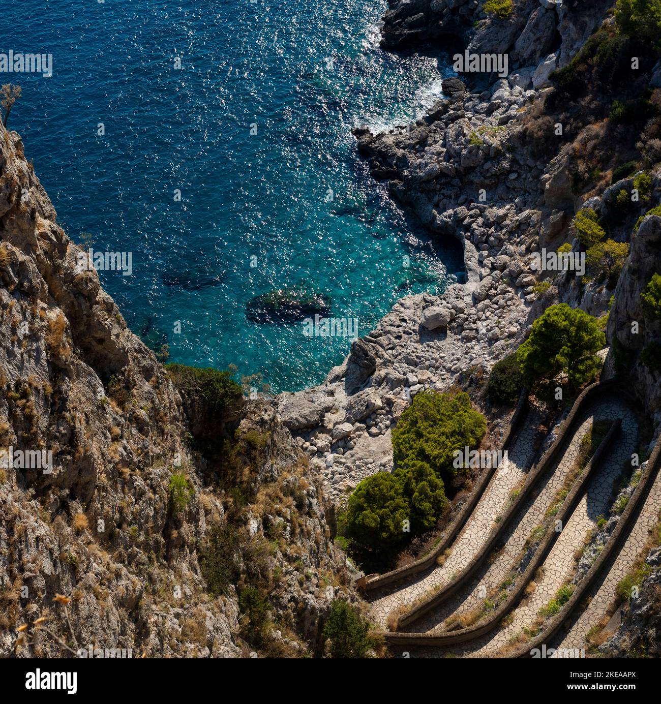 Via Krupp, Capri Island, Gulf of Naples, Campania, Italy, Europe Stock Photo