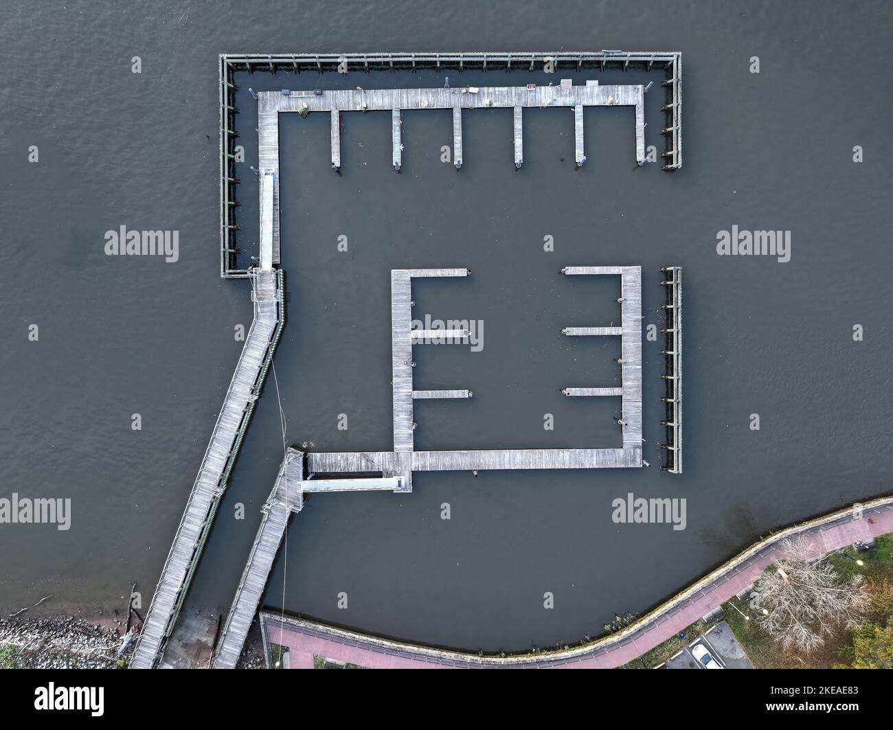 Aerial View of an Empty Marina Stock Photo