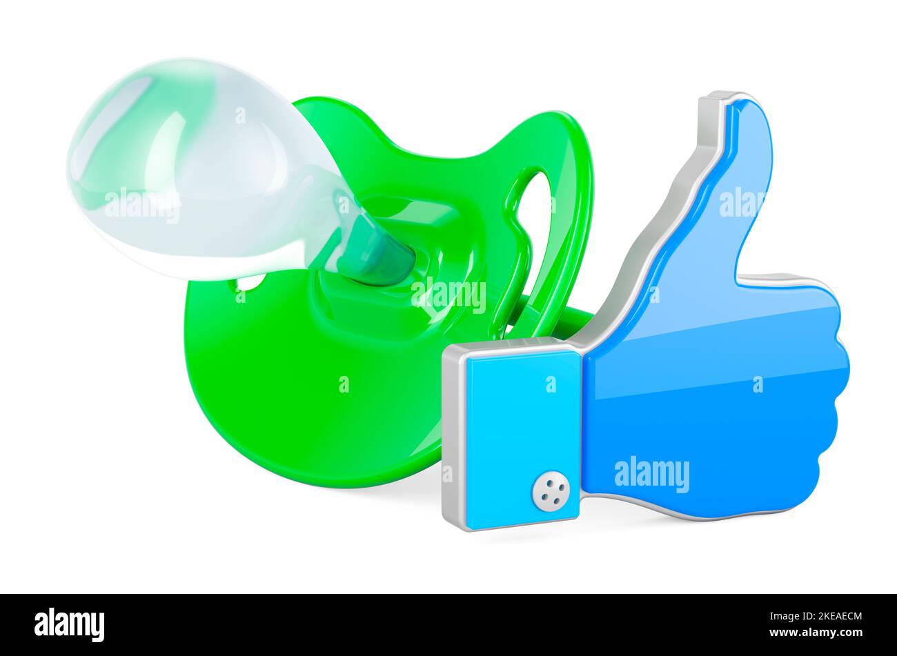 Baby pacifier with like icon. 3D rendering isolated on white background ...