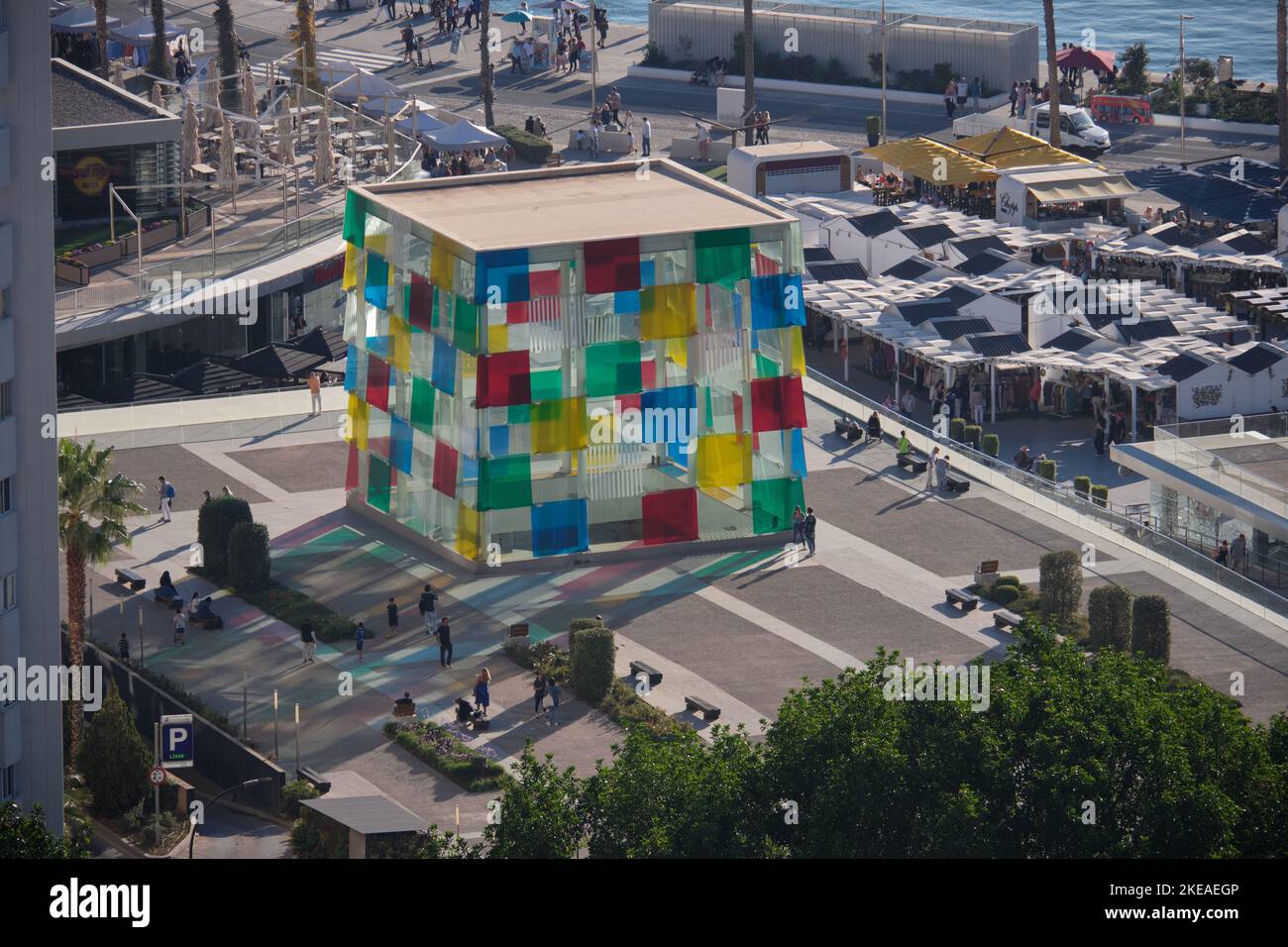Centre Pompidou at port of Málaga, Spain. Stock Photo