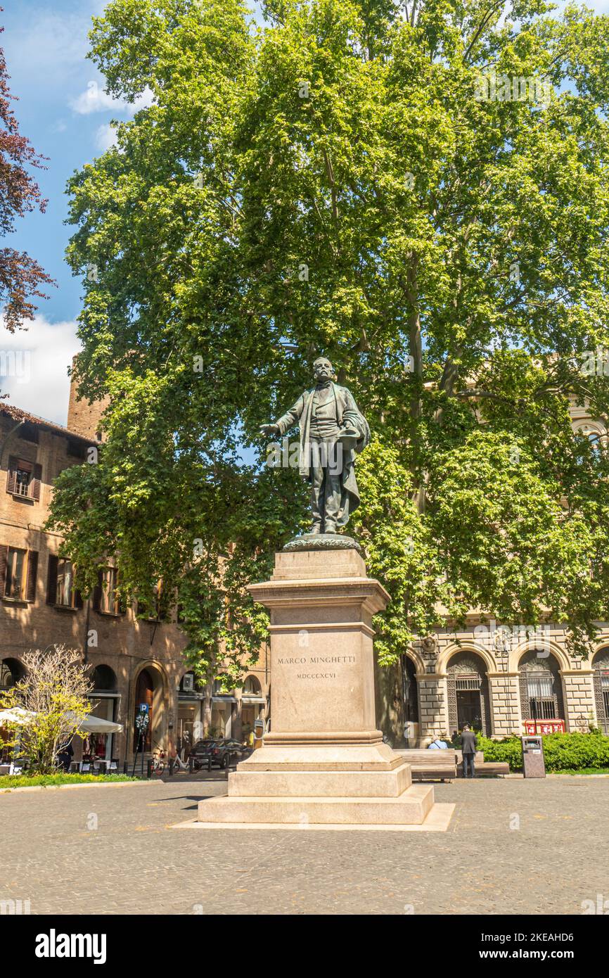 The monument of Minghetti in Bologna Stock Photo Alamy