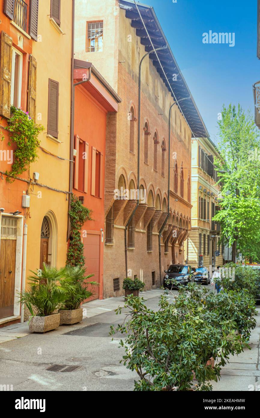 Streets and old houses in the historic center of Bologna Stock Photo ...