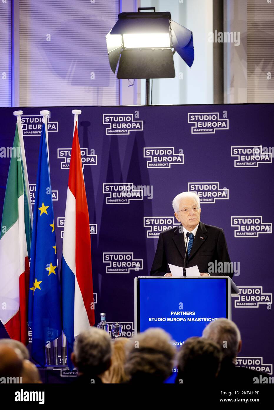 MAASTRICHT - 2022-11-11 11:38:47 MAASTRICHT - Italian President Sergio Mattarella gives a speech in Maastricht during the last day of a three-day state visit to the Netherlands. ANP SEM VAN DER WAL netherlands out - belgium out Stock Photo