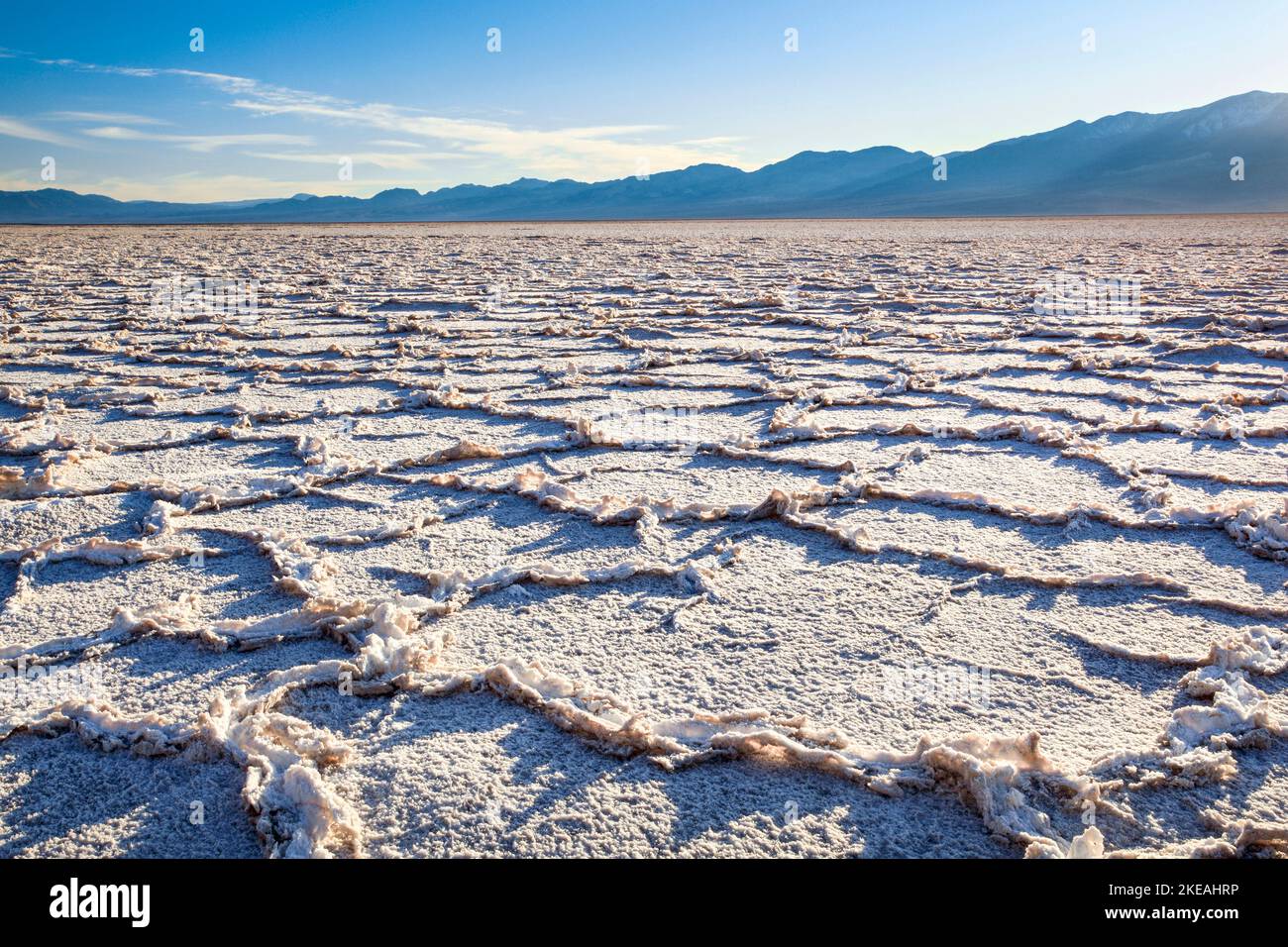 Badwater salt pan, USA, California, Death Valley National Park Stock Photo