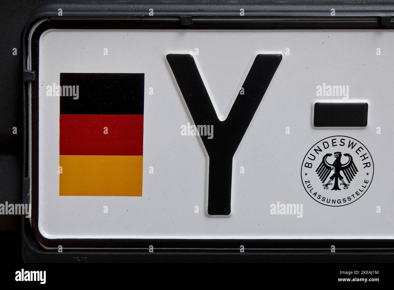 German Armed Forces licence plate, German flag and letter Y, Germany Stock Photo
