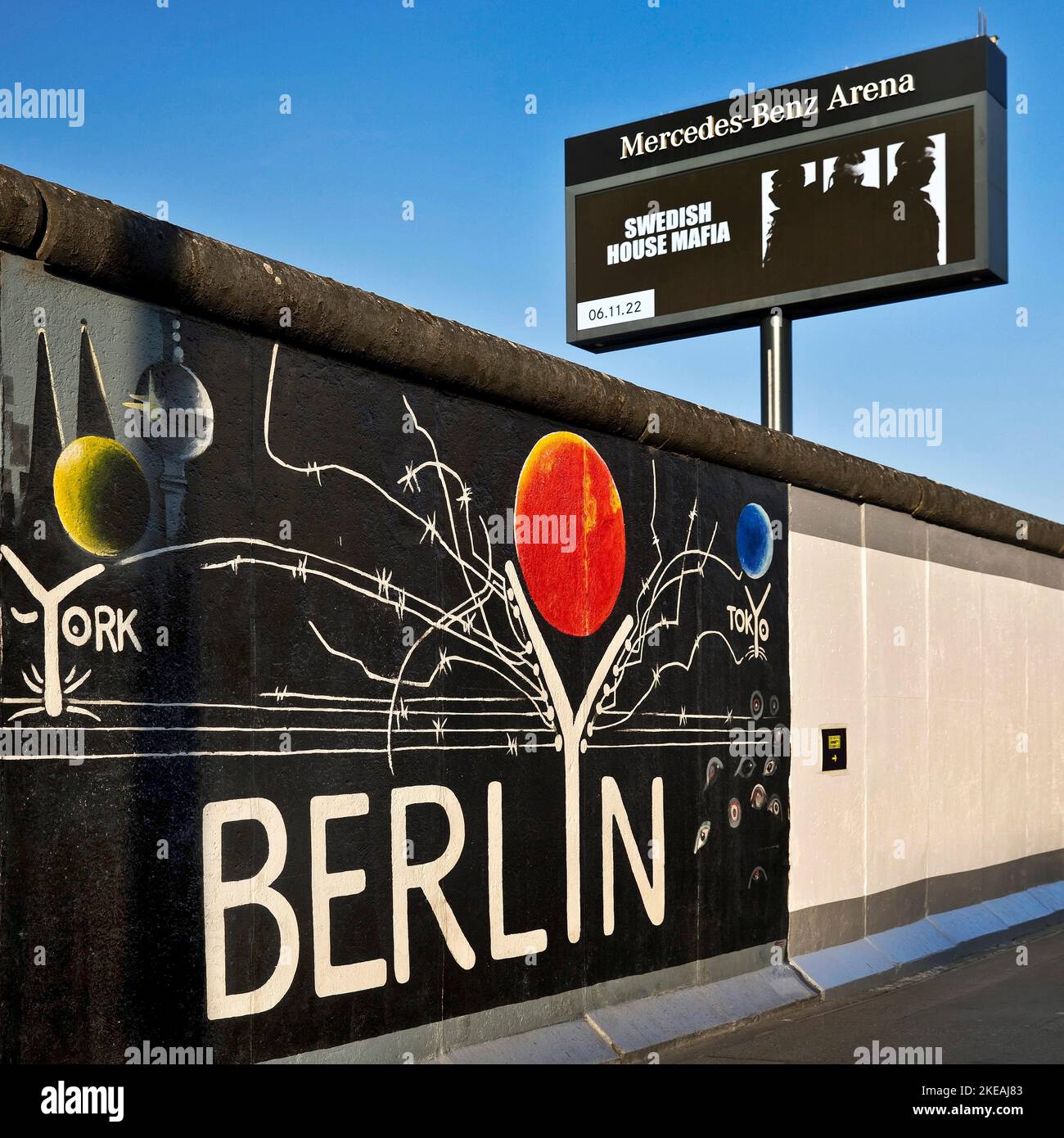 mural Berlyn on the residue of the Berlin Wall, East Side Gallery, Friedrichshain, Germany, Berlin Stock Photo