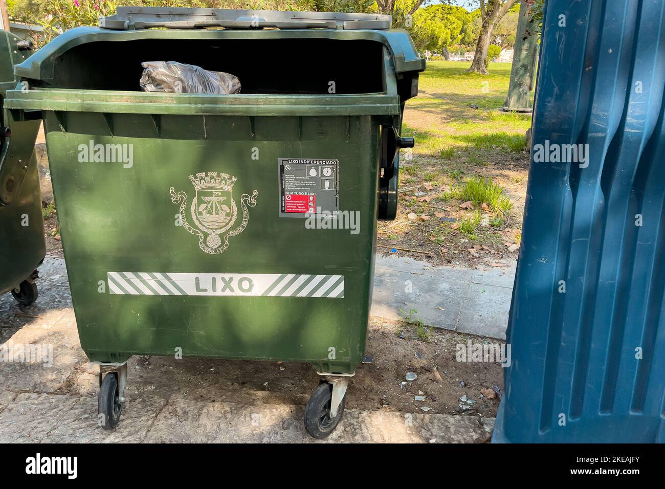 A Large garbage containers outdoors Stock Photo Alamy