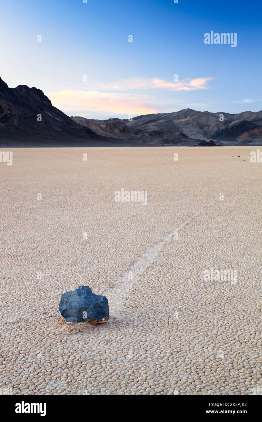 Mesquite Flats Sand Dunes, sanddunes with 'wandering stones', USA, California, Death Valley National Park Stock Photo