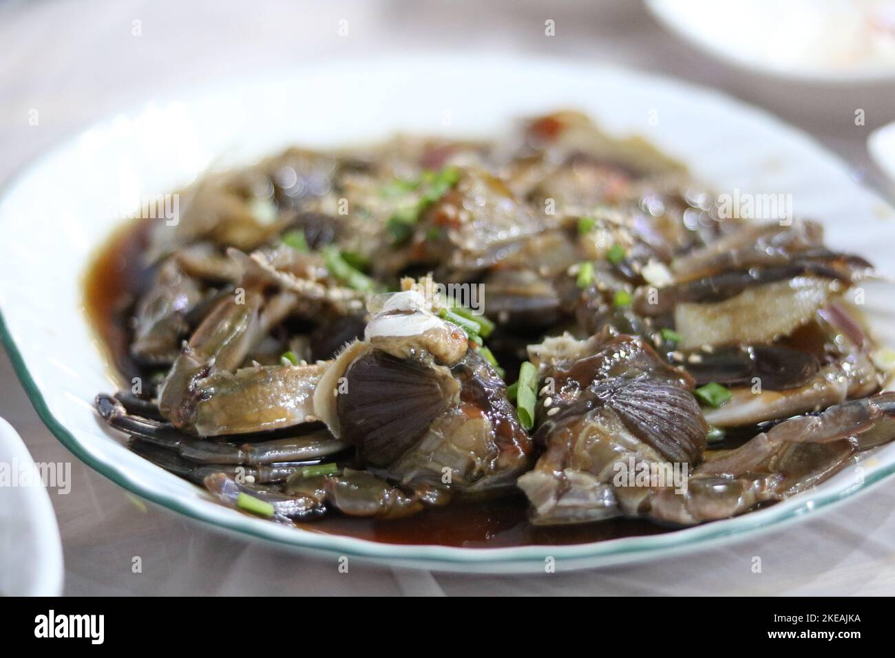 Ganjang gejang or raw crab marinated in soy sauce in Korean cuisine Stock Photo