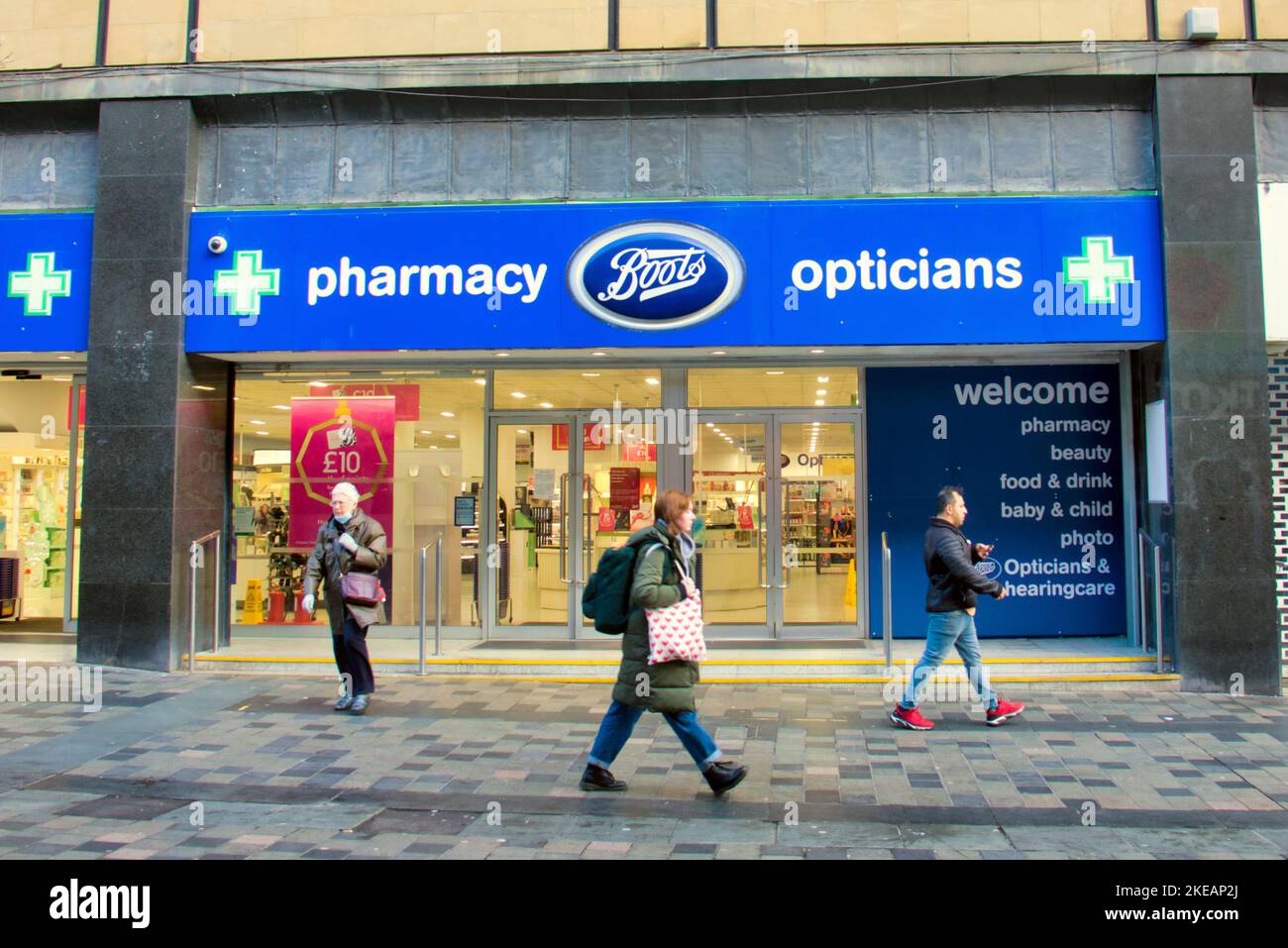 Boots the chemist shop front pharmacy opticians sauchiehall street Glasgow, Scotland, UK Stock Photo