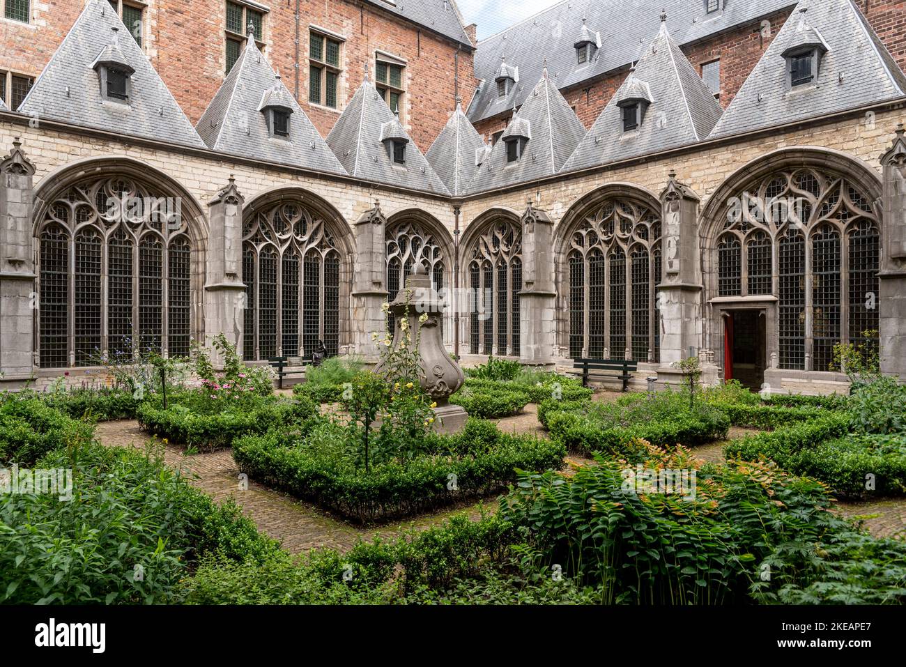 Cloister garden of the historic abbey, Middelburg, Zeeland, Netherlands, Europe Stock Photo
