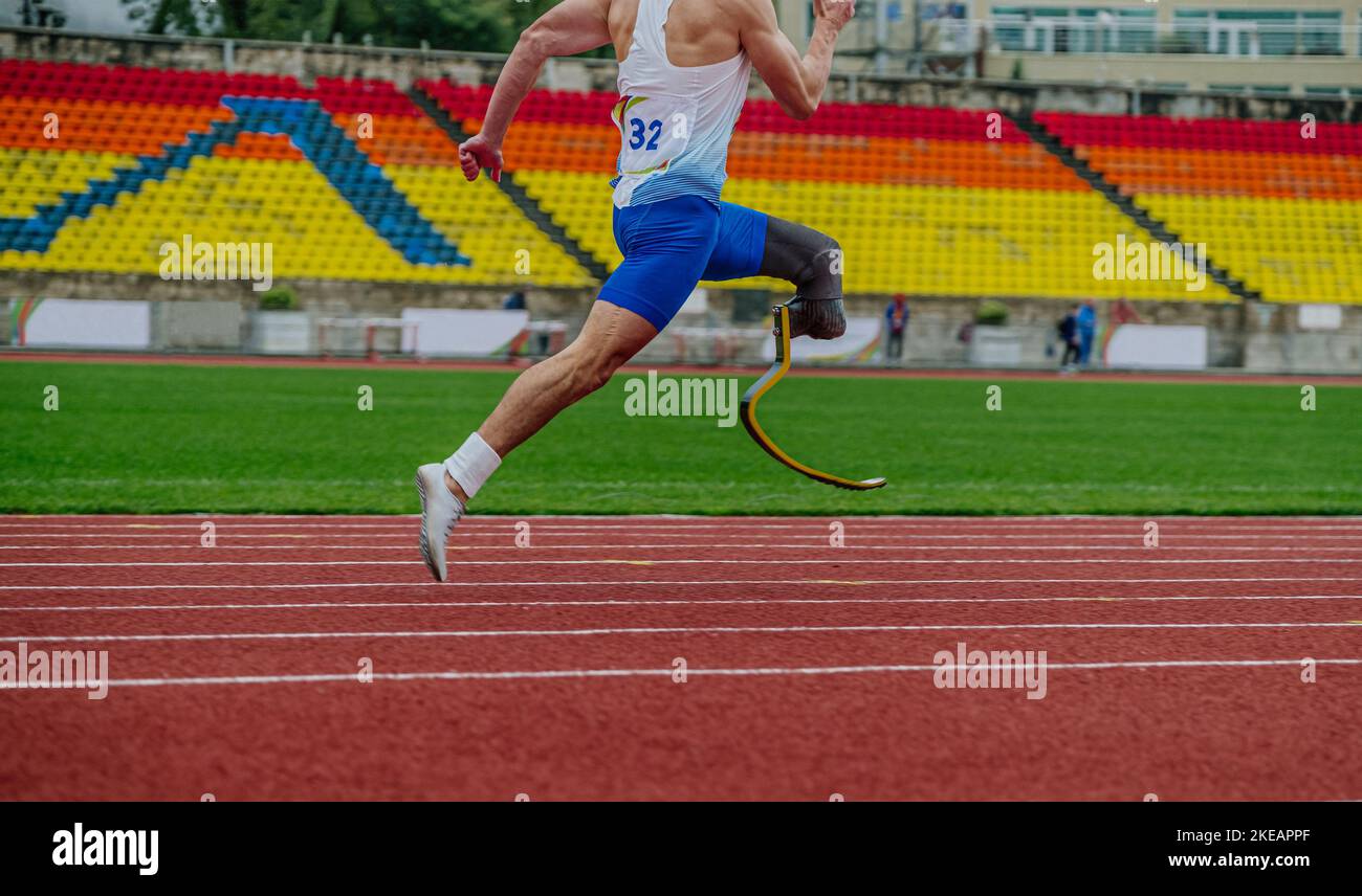 runner paraathlete run sprint at stadium Stock Photo