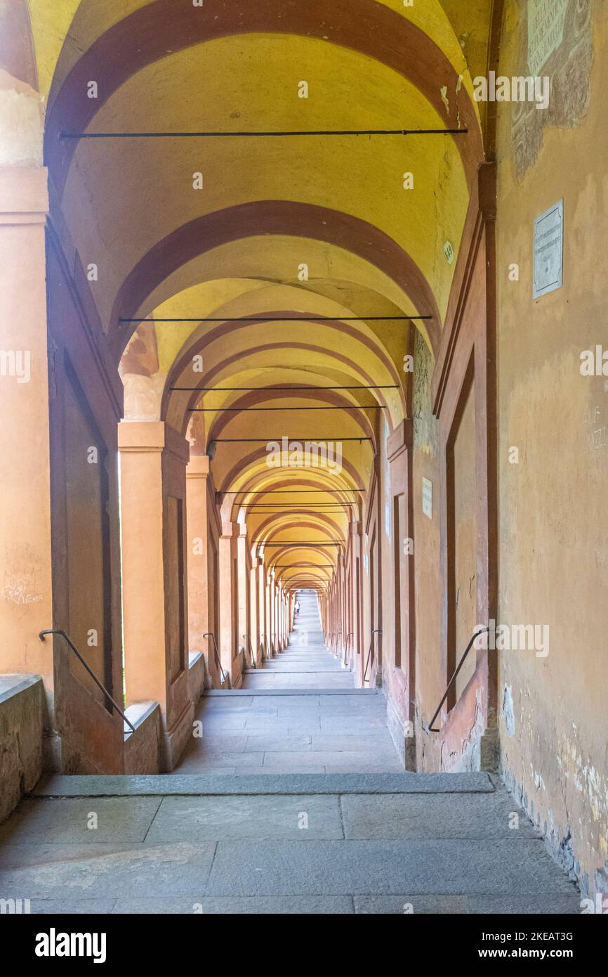 The very long arcades that lead from the center of Bologna to the