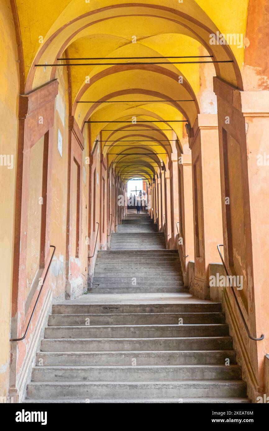 The very long arcades that lead from the center of Bologna to the