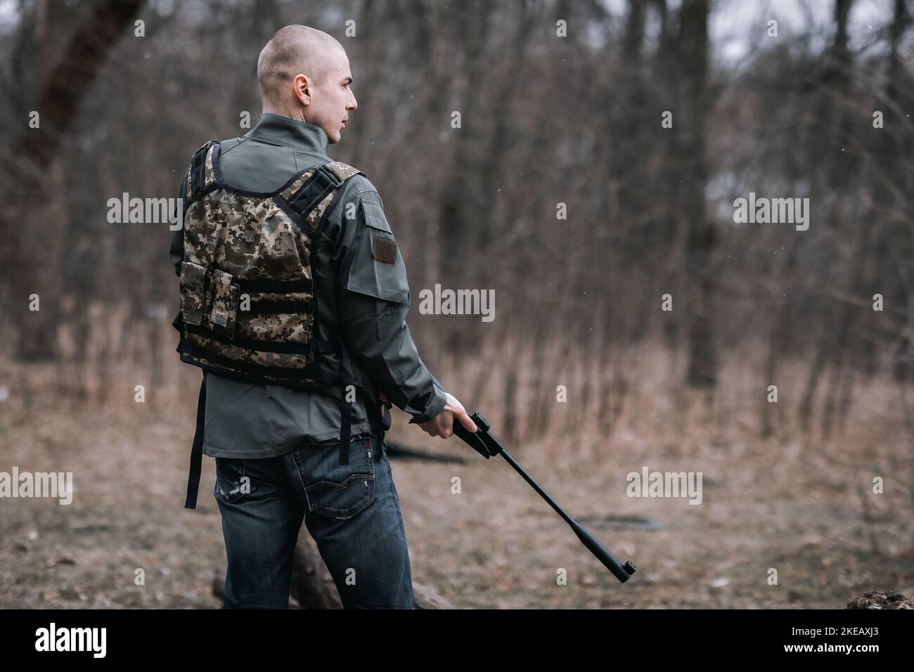 Very bloody war between Russia and Ukraine. Stock Photo