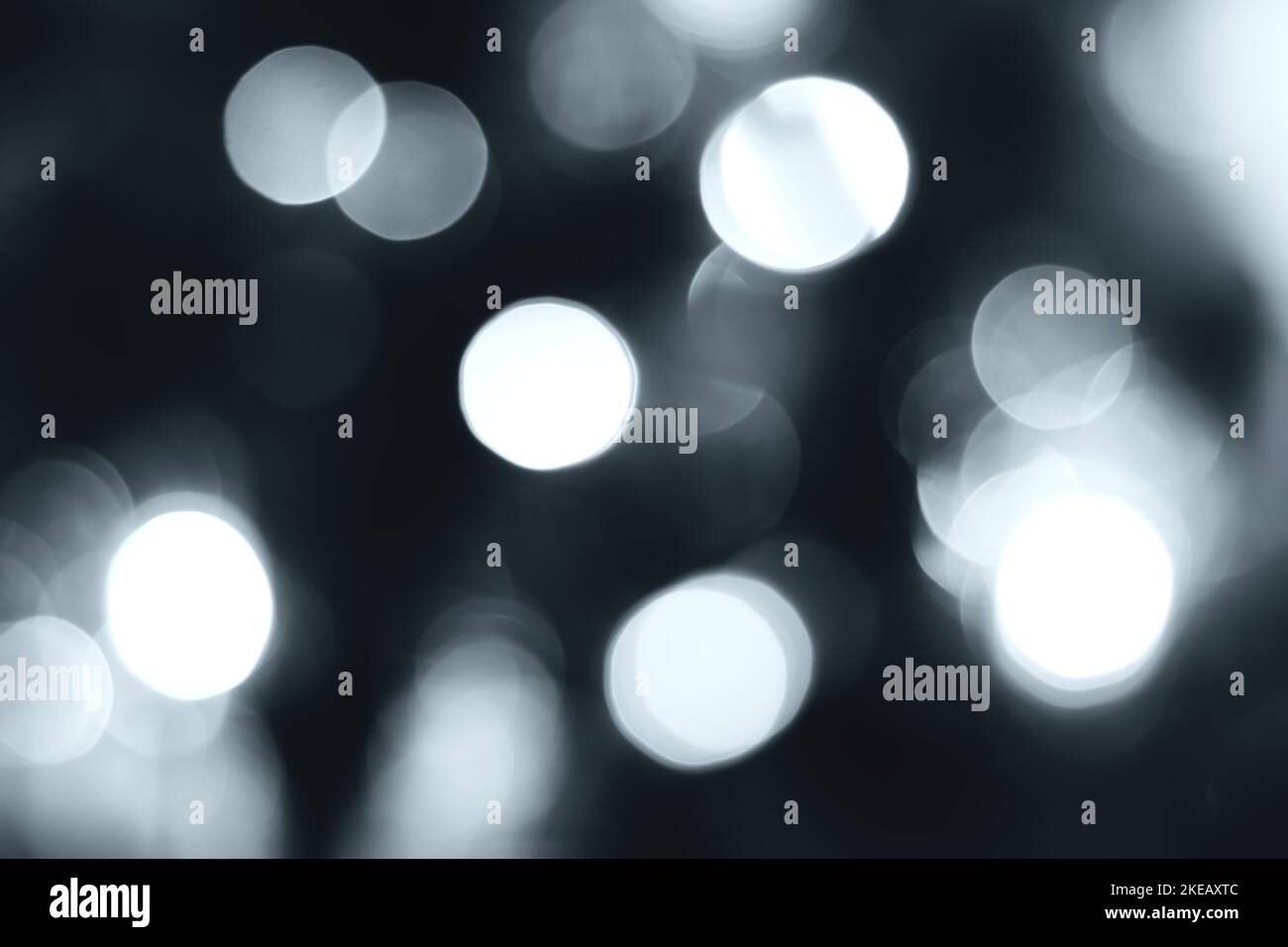 Blurred lights, gray, deep blue background. Abstract bokeh with soft light Stock Photo