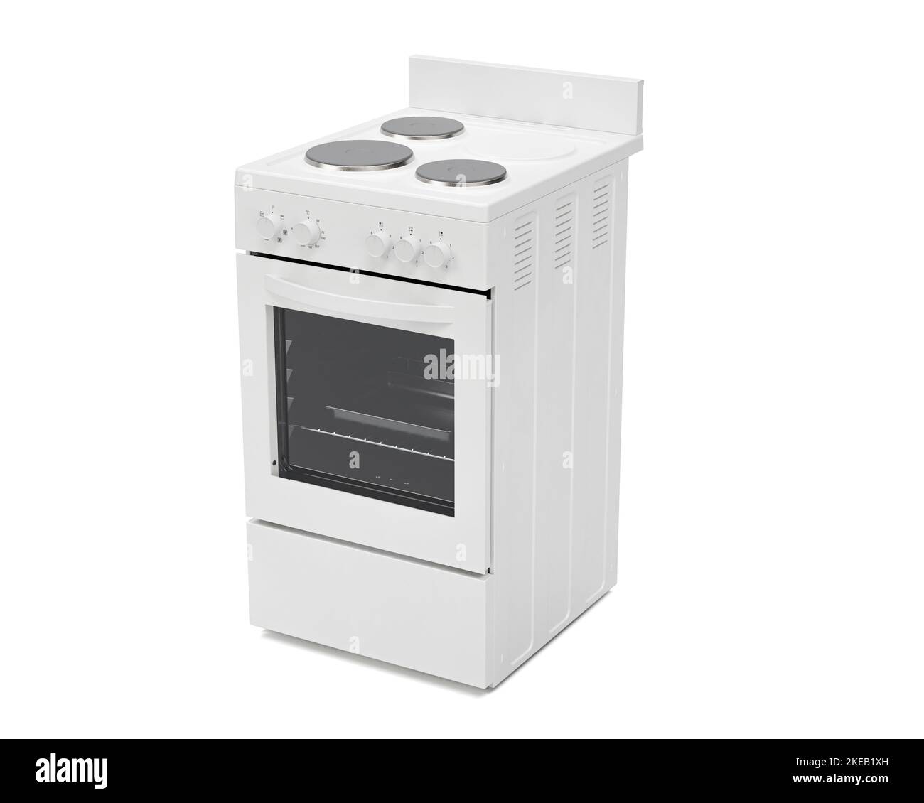 A white generic unbranded freestanding household stove and oven kitchen