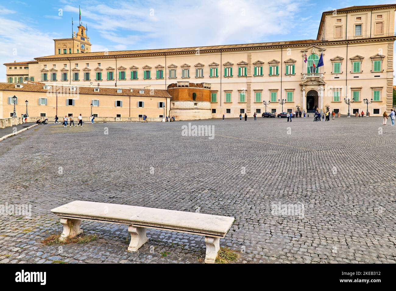 Rome Lazio Italy. The Quirinal Palace is a historic building, one of the three current official residences of the president of the Italian Republic Stock Photo